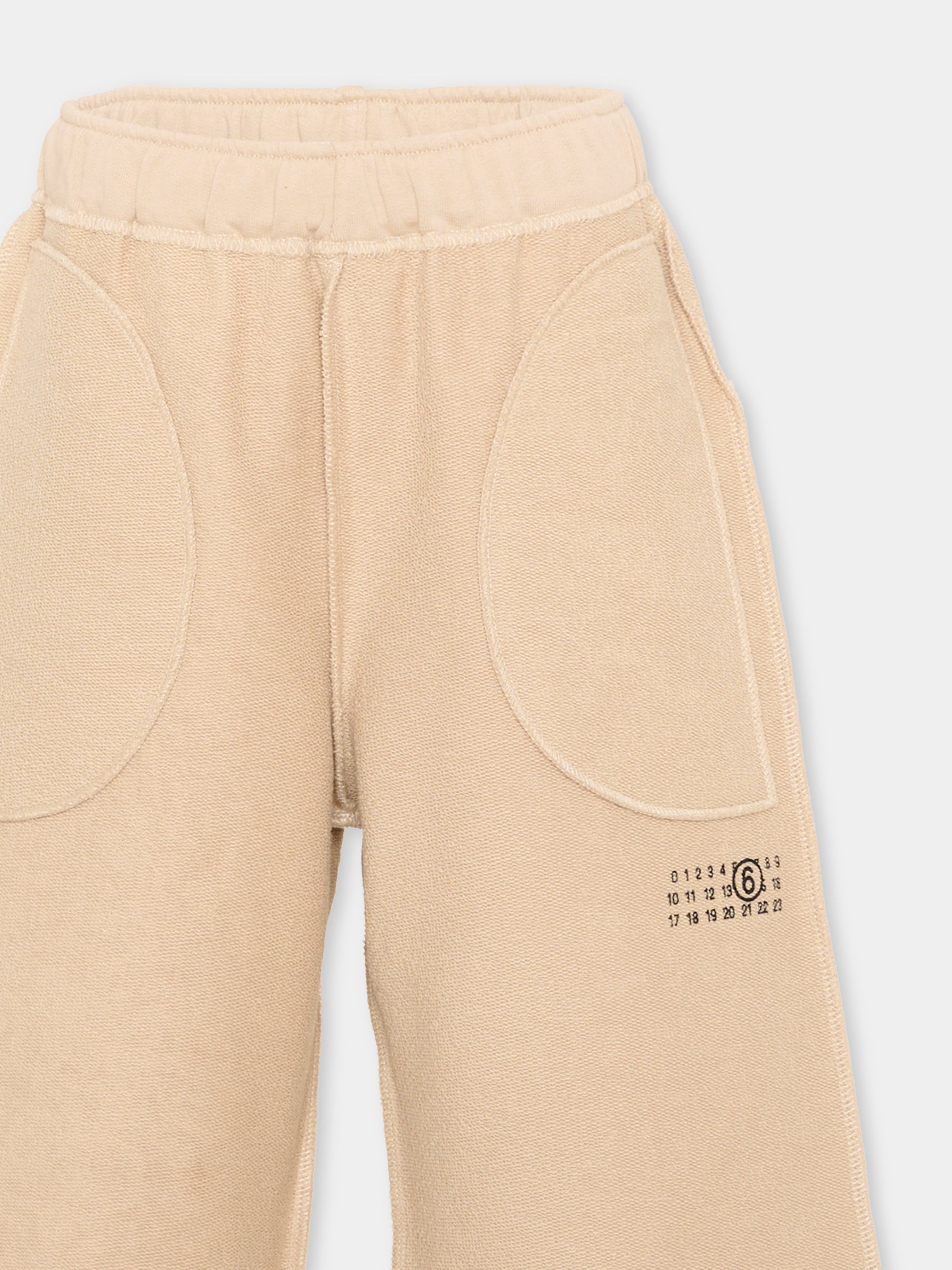 Pantalone sportivo beige per bambini con logo,Mm6 Maison Margiela,M61131 MM08S M6712