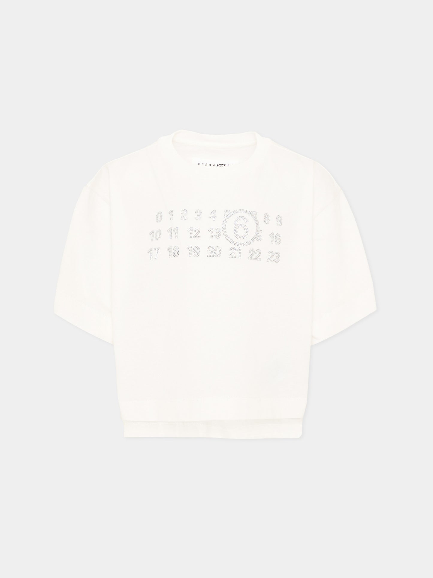 T-Shirt avorio per bambina con logo,Mm6 Maison Margiela,M61134 MM04I M6102