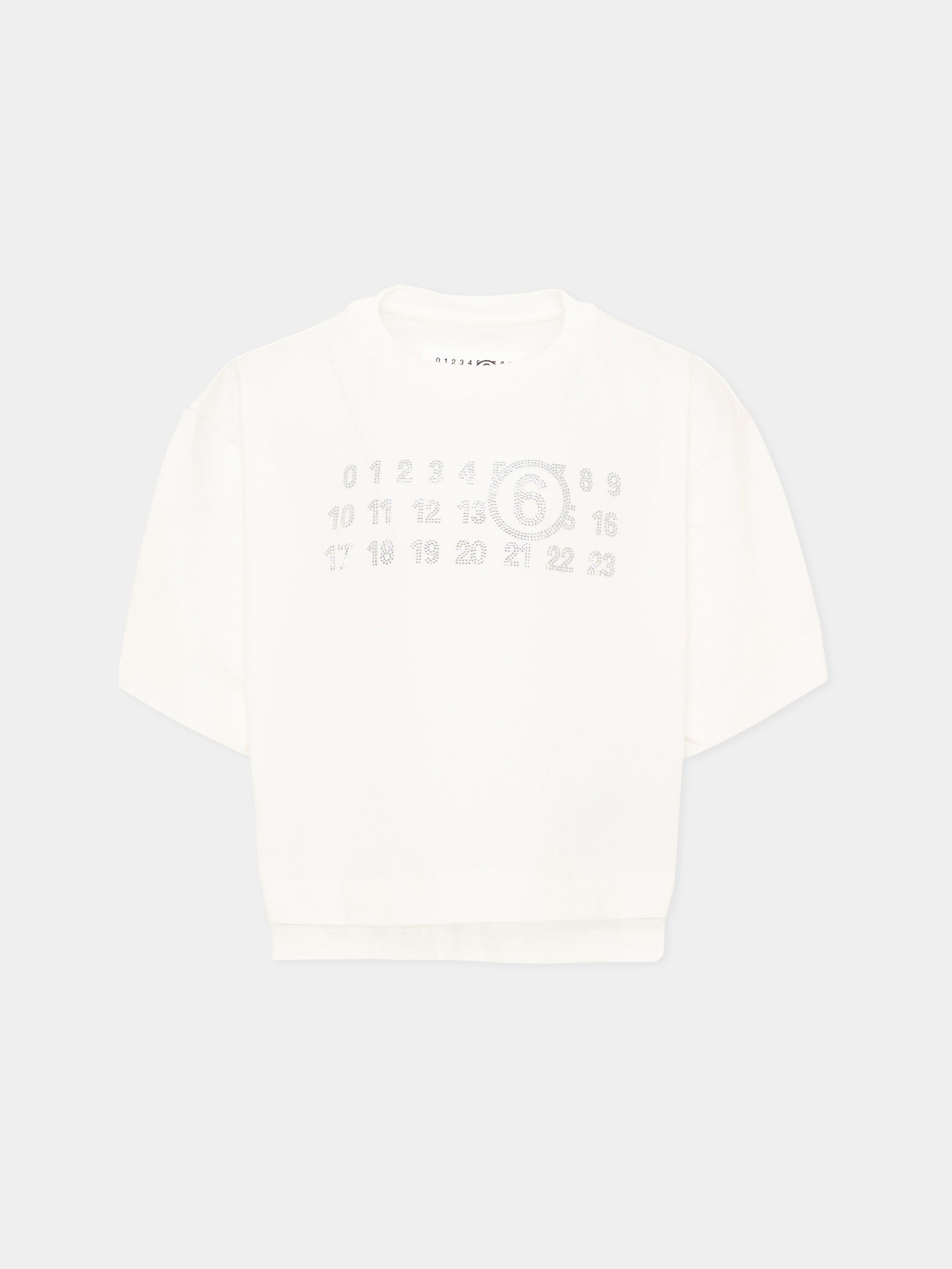 T-Shirt avorio per bambina con logo,Mm6 Maison Margiela,M61134 MM04I M6102