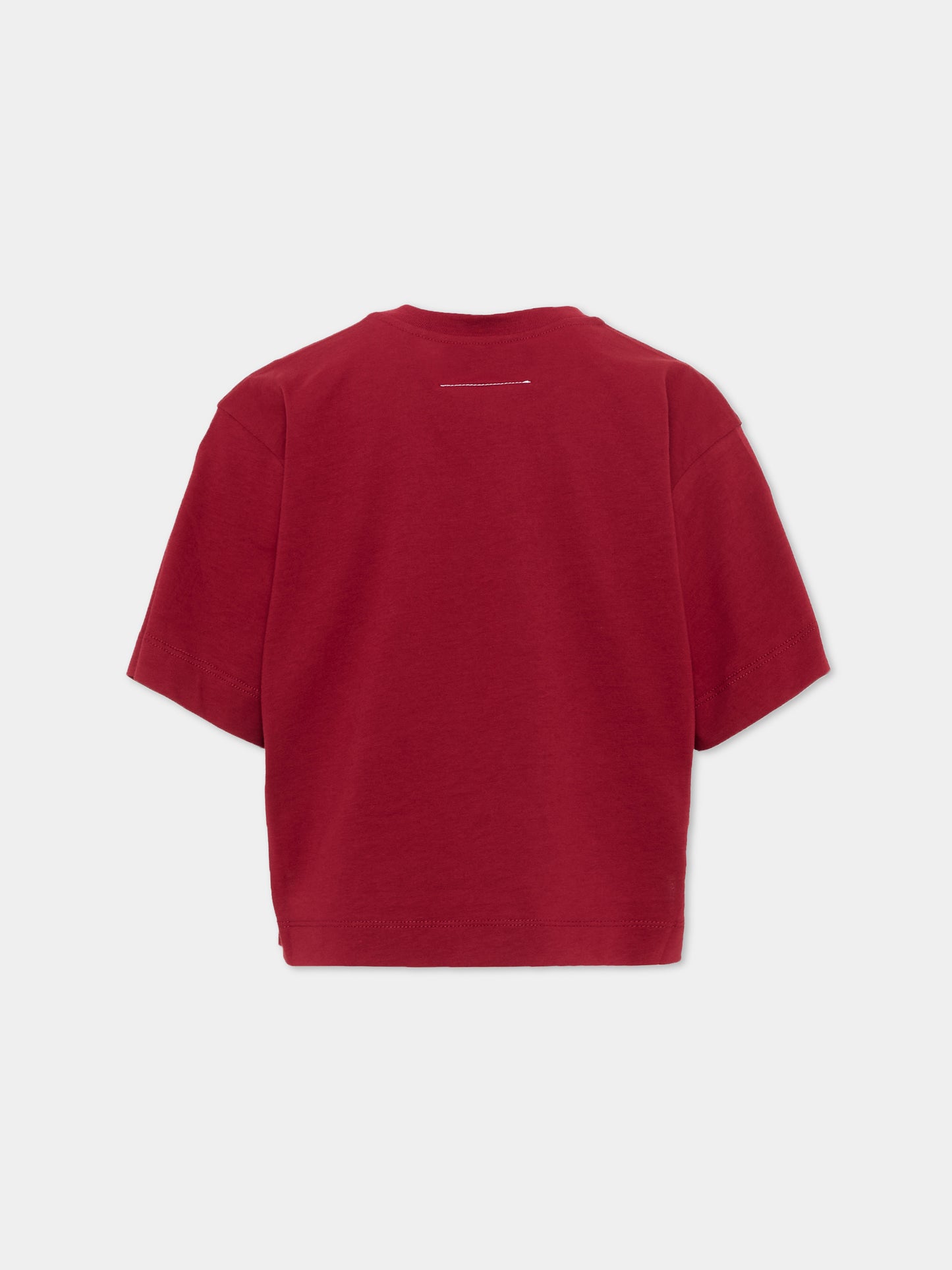 T-Shirt bordeaux per bambina con logo,Mm6 Maison Margiela,M61134 MM04I M6403