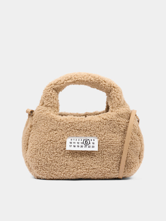 Borsa beige con etichetta logo per bambina,Mm6 Maison Margiela,M61143 MM09I M6714