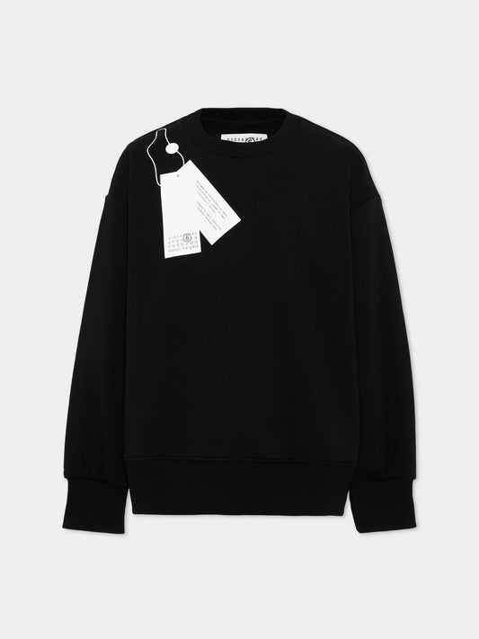 Felpa nera per bambini con logo,Mm6 Maison Margiela,M61157 MM02X M6900