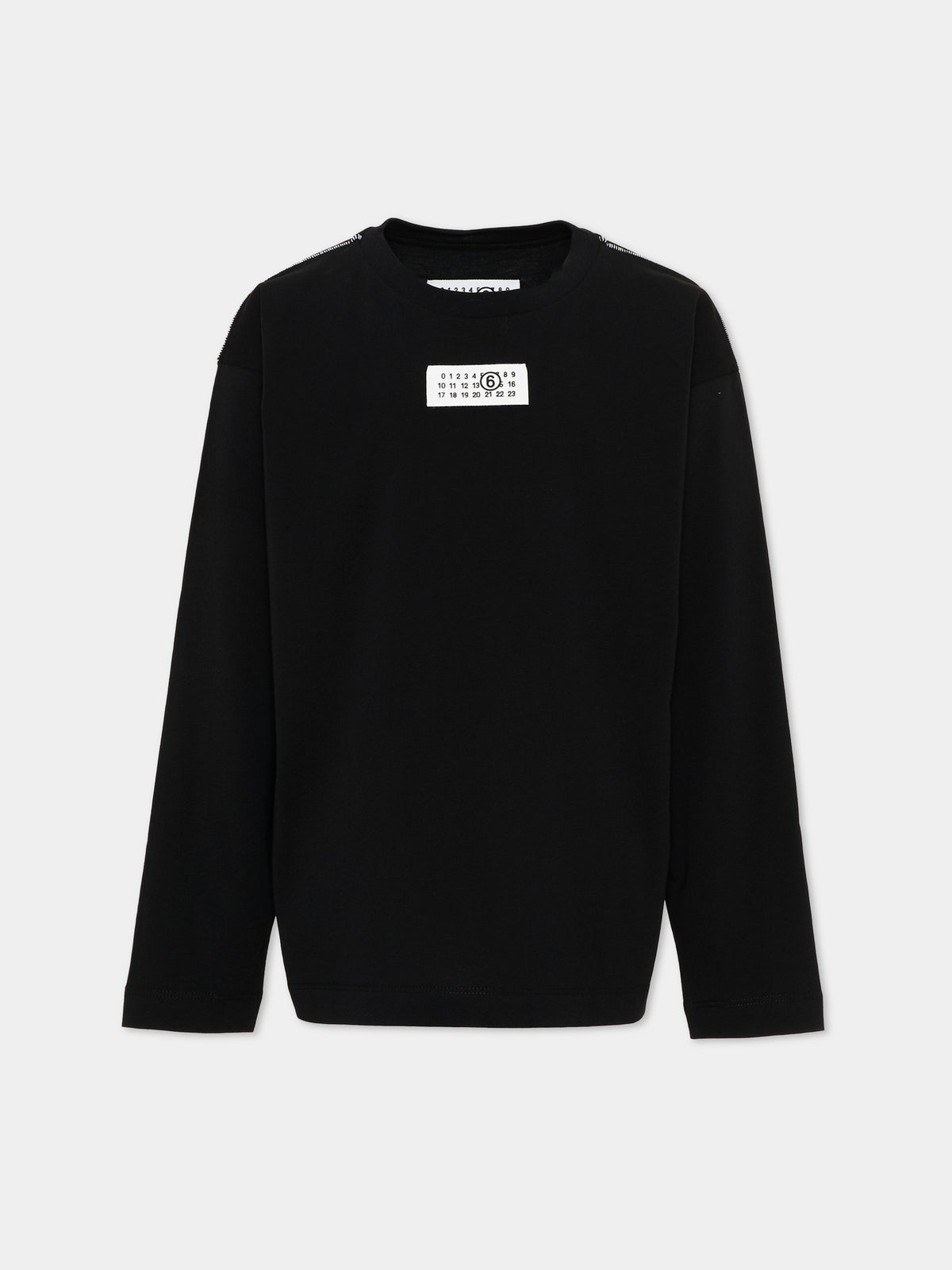 T-Shirt nera per bambini con logo,Mm6 Maison Margiela,M61164-MM04I-M6900