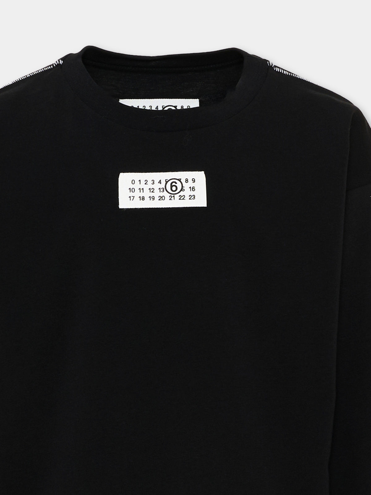 T-Shirt nera per bambini con logo,Mm6 Maison Margiela,M61164-MM04I-M6900