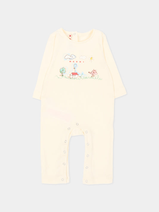 Tutina avorio per neonati con stampa,Marni Kids,M01853 M00Y3 0M116