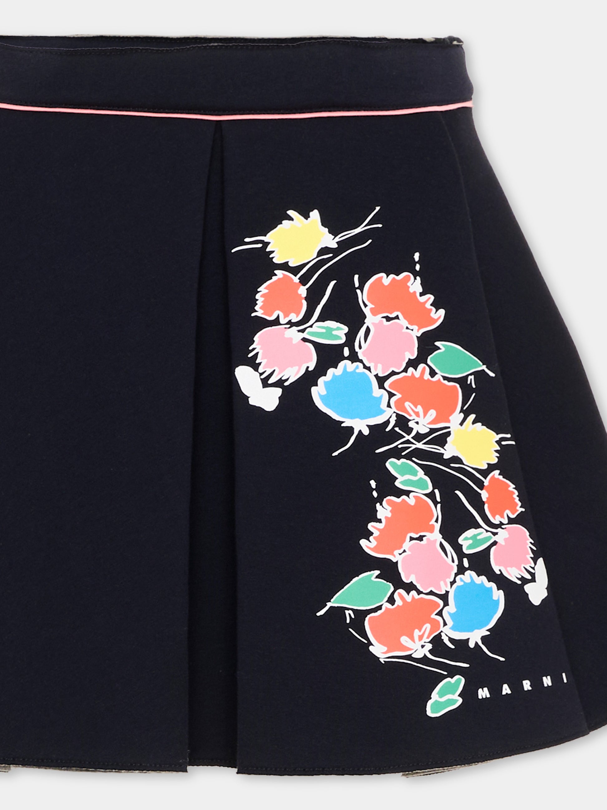 Gonna blu per bambina con stampa floreale,Marni Kids,M01862 M00VC 0M862
