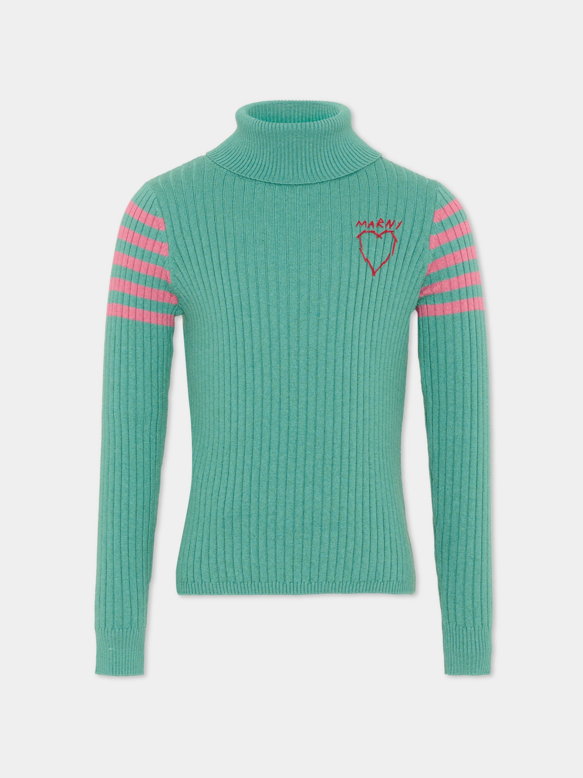 Dolcevita verde per bambina con righe,Marni Kids,M01866 M00XF 0M545