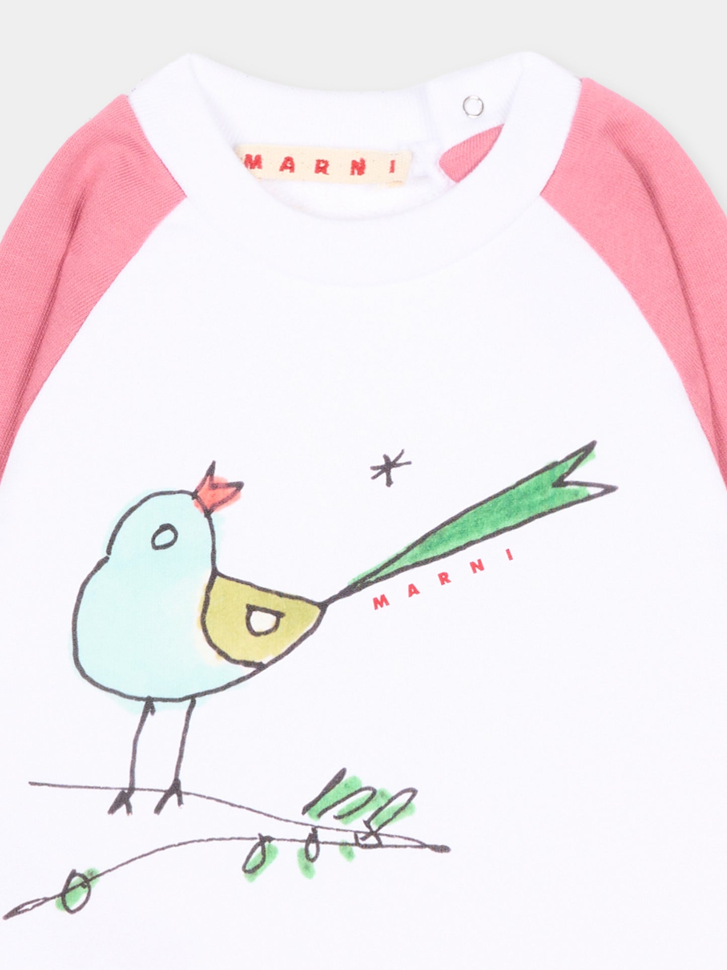 Felpa bianca per neonata con uccellino,Marni Kids,M01889 M00YA 0M100