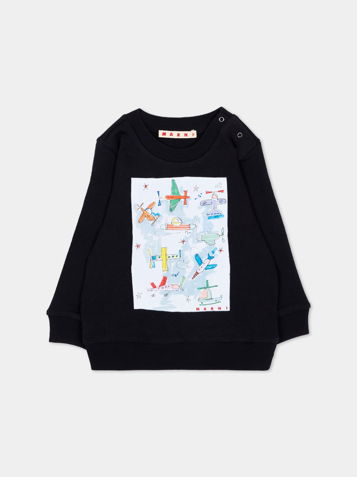 Felpa blu per neonati con aeroplani,Marni Kids,M01890 M00SH 0M862