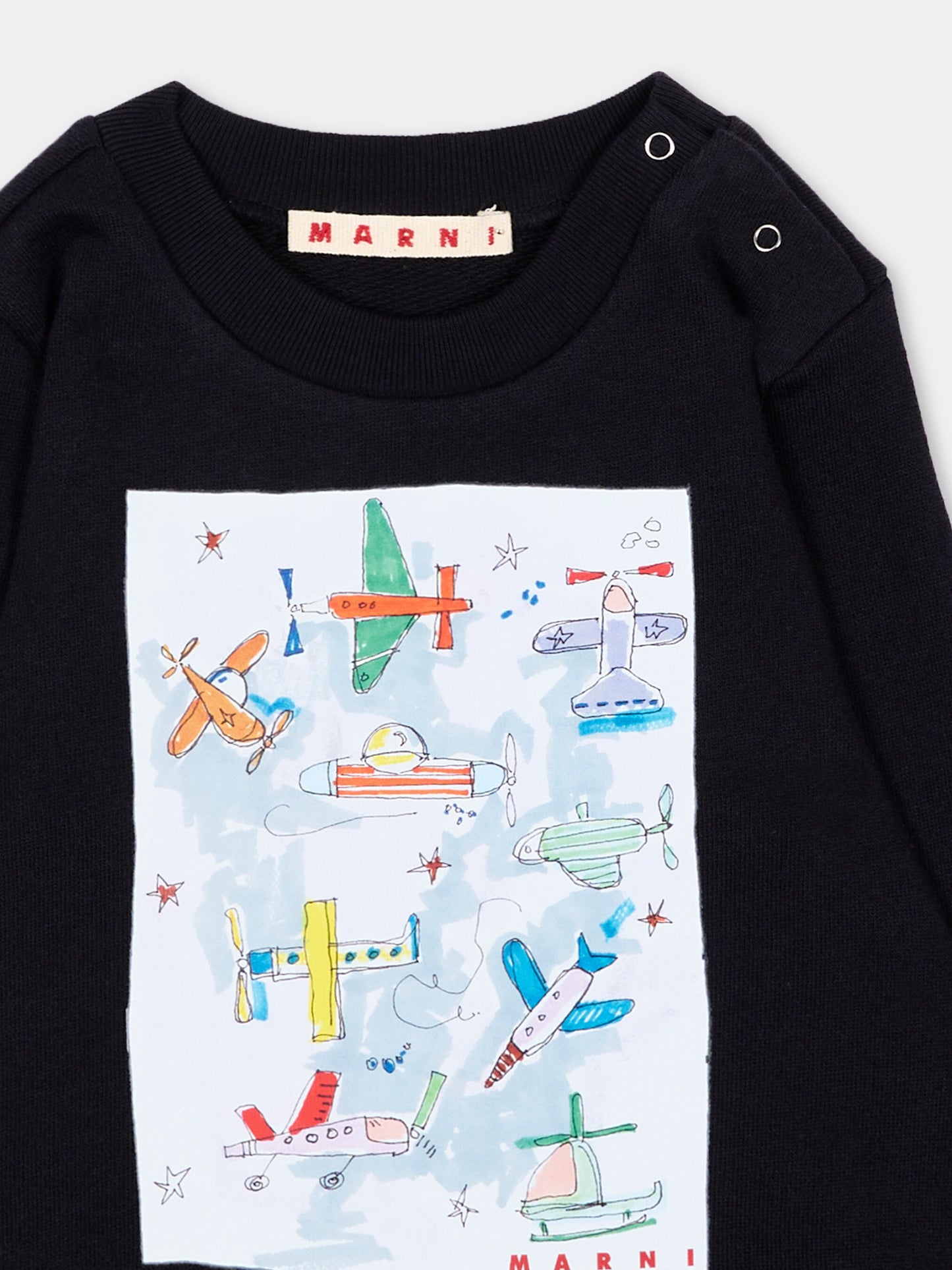 Felpa blu per neonati con aeroplani,Marni Kids,M01890 M00SH 0M862