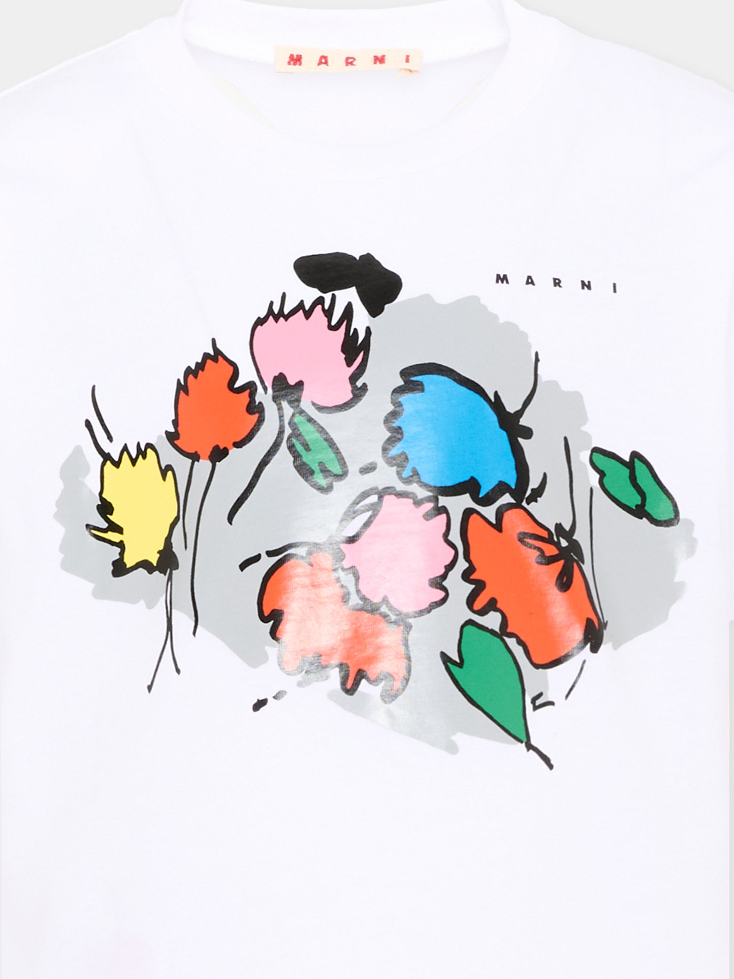 T-shirt bianca per bambina con fiori,Marni Kids,M01896 M00L9 0M100