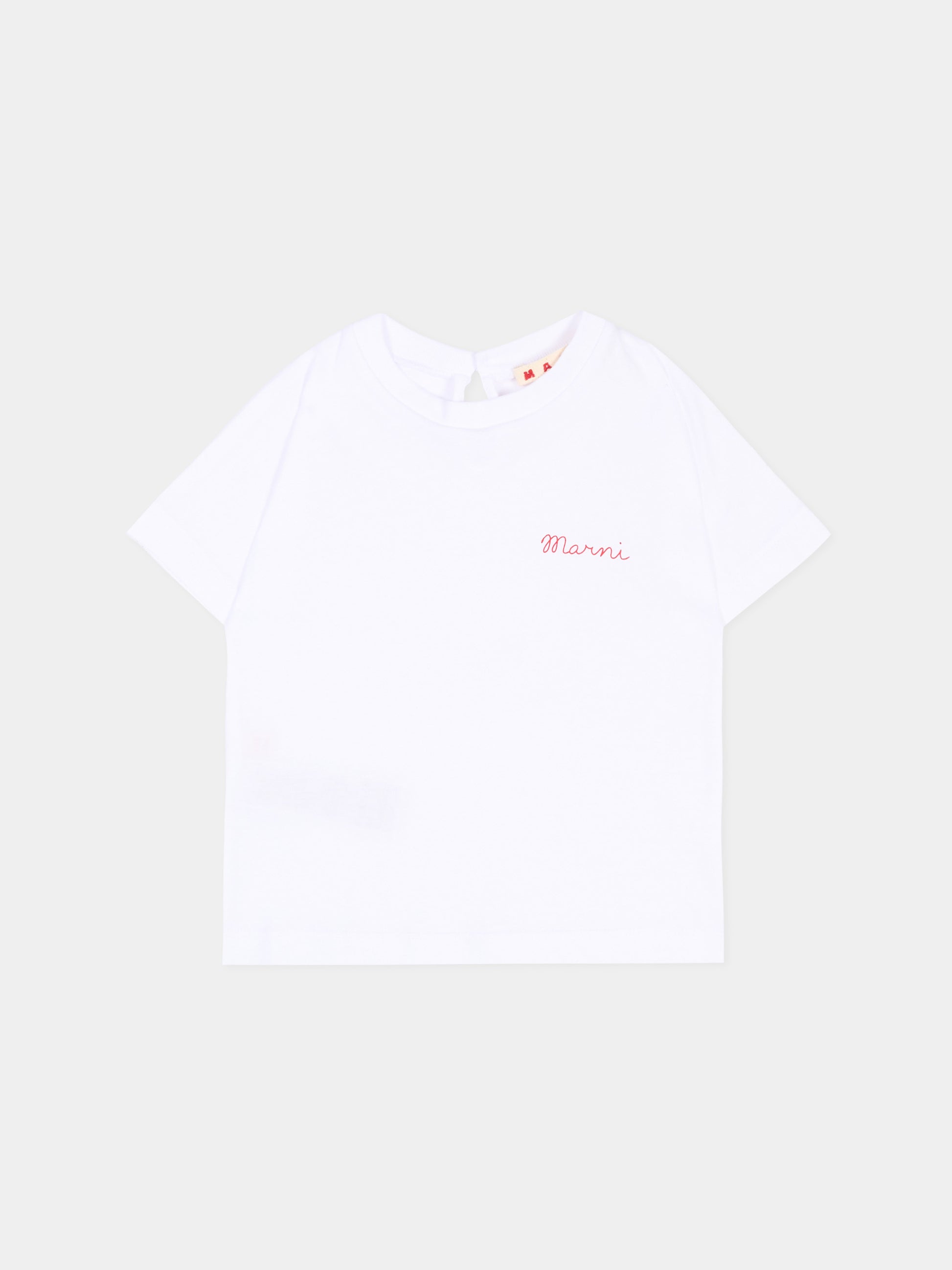 T-Shirt bianca per neonata con logo,Marni Kids,M01898 M00YP 0M100