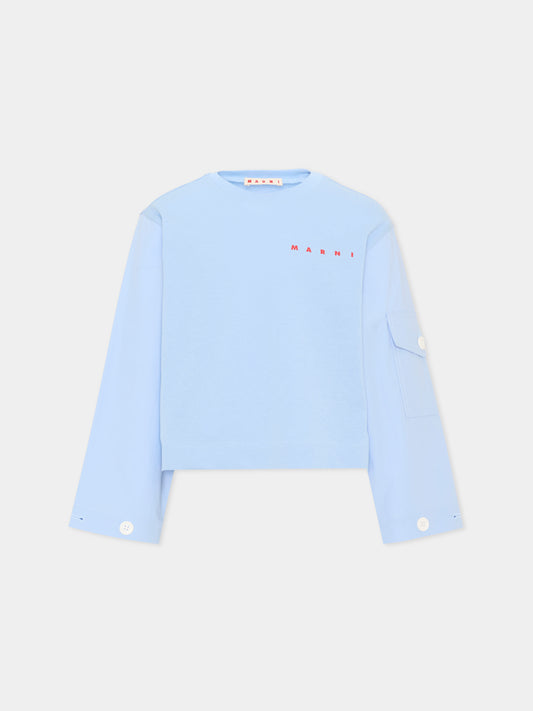 T-Shirt azzurra per bambino con logo,Marni Kids,M01905 M00YM 0M863
