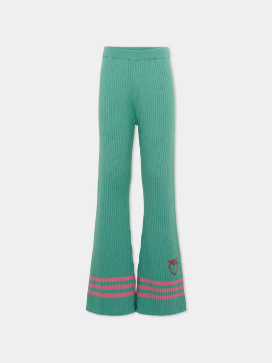 Pantaloni verdi per bambina con righe,Marni Kids,M01912 M00XF 0M545
