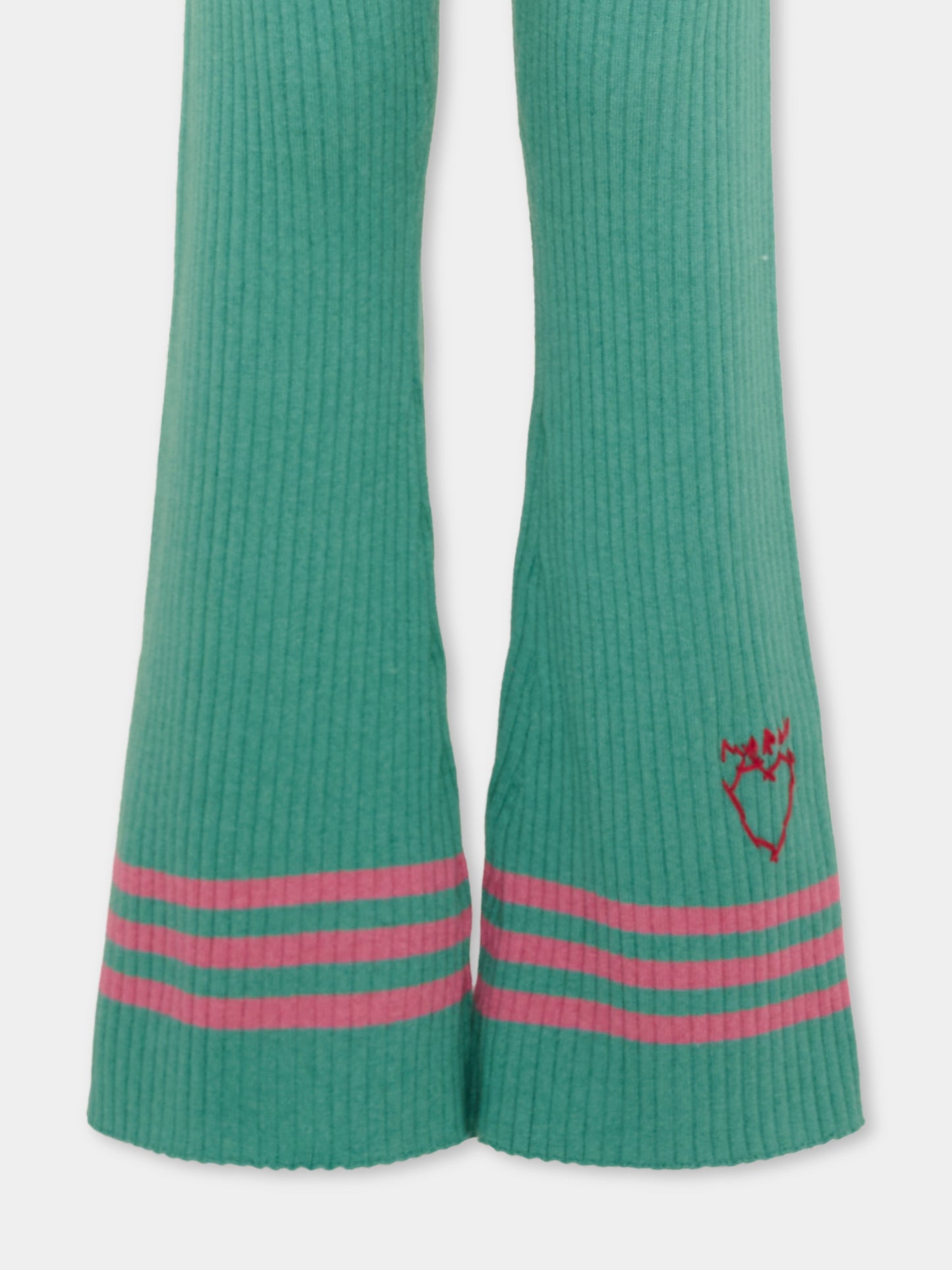 Pantaloni verdi per bambina con righe,Marni Kids,M01912 M00XF 0M545