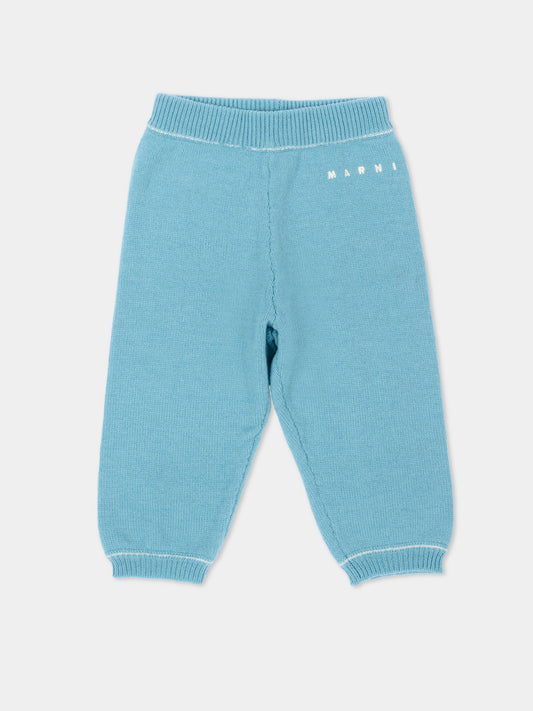 Pantalone azzurro per neonati con logo,Marni Kids,M01926 M004C 0M866