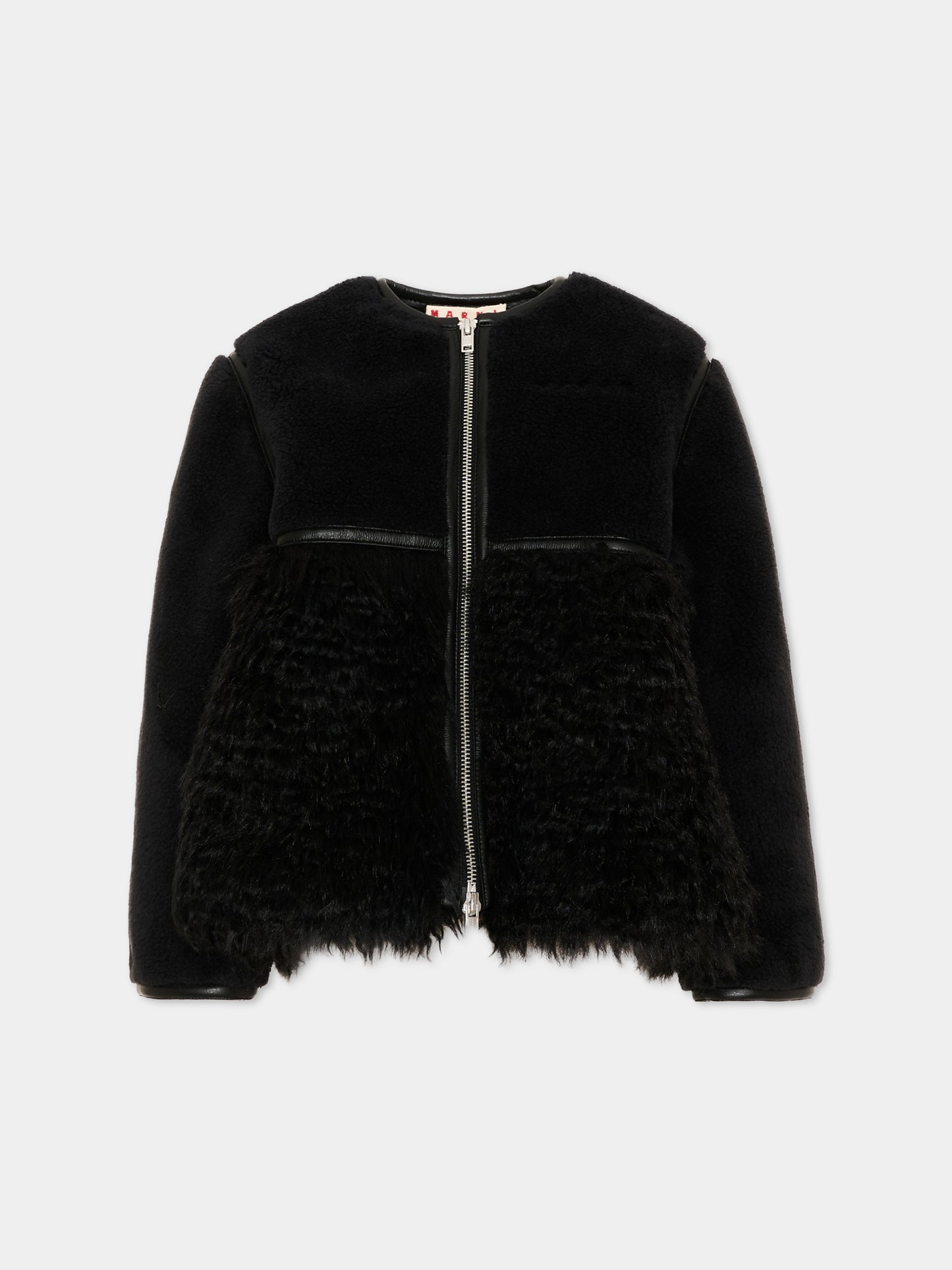 Ecopelliccia nera per bambina con zip,Marni Kids,M01930 M00U9 0M900