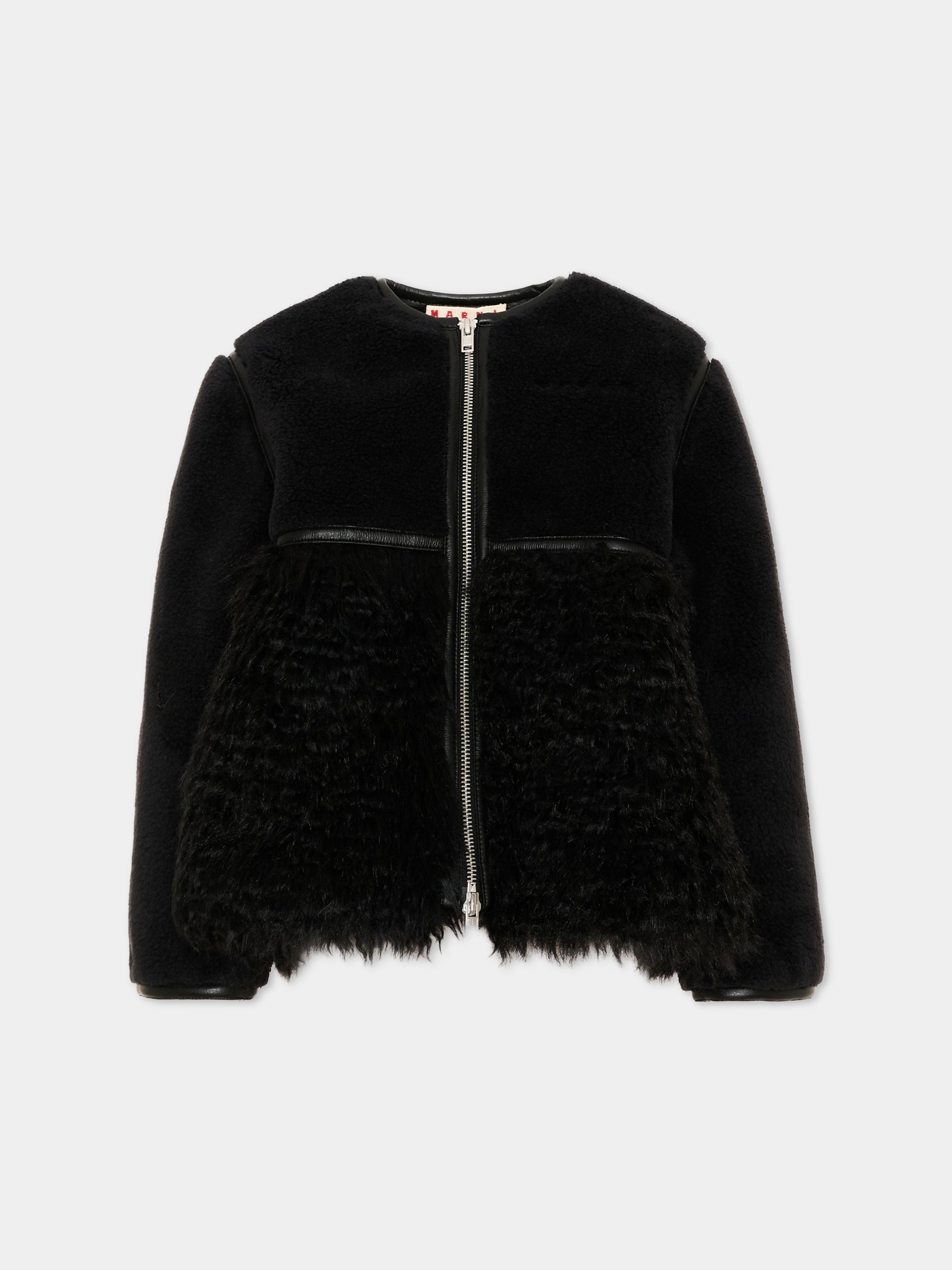 Ecopelliccia nera per bambina con zip,Marni Kids,M01930 M00U9 0M900