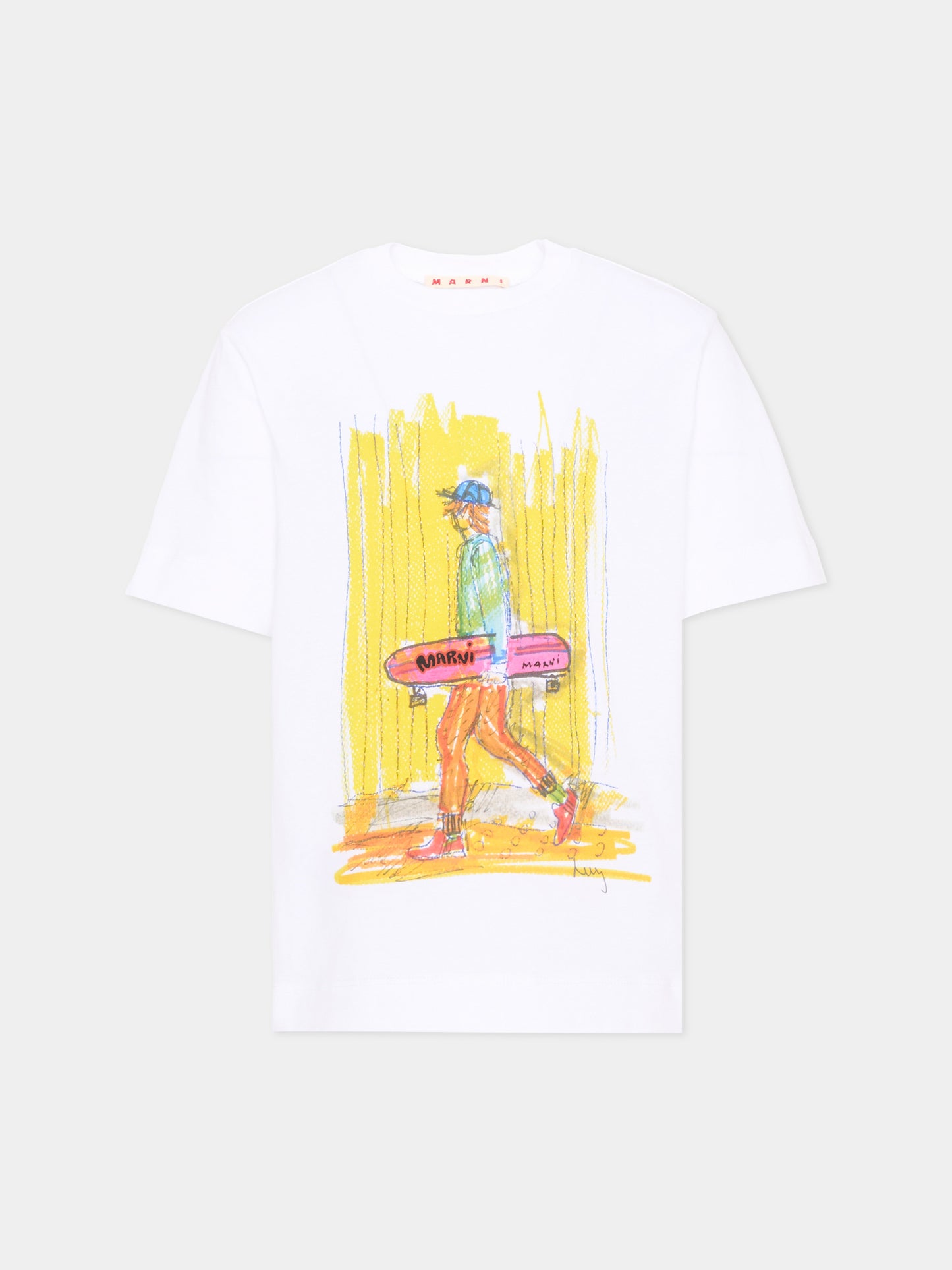 T-Shirt bianca per bambino con stampa,Marni Kids,M01947 M00L9 0M100