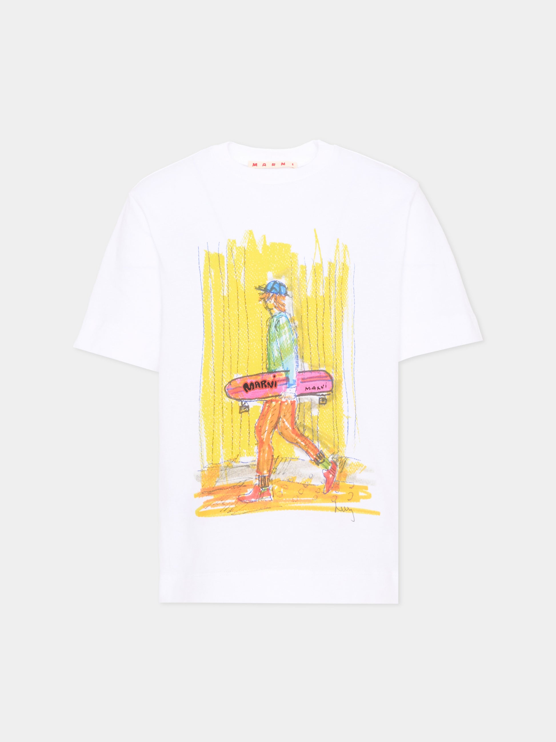 T-Shirt bianca per bambino con stampa,Marni Kids,M01947 M00L9 0M100