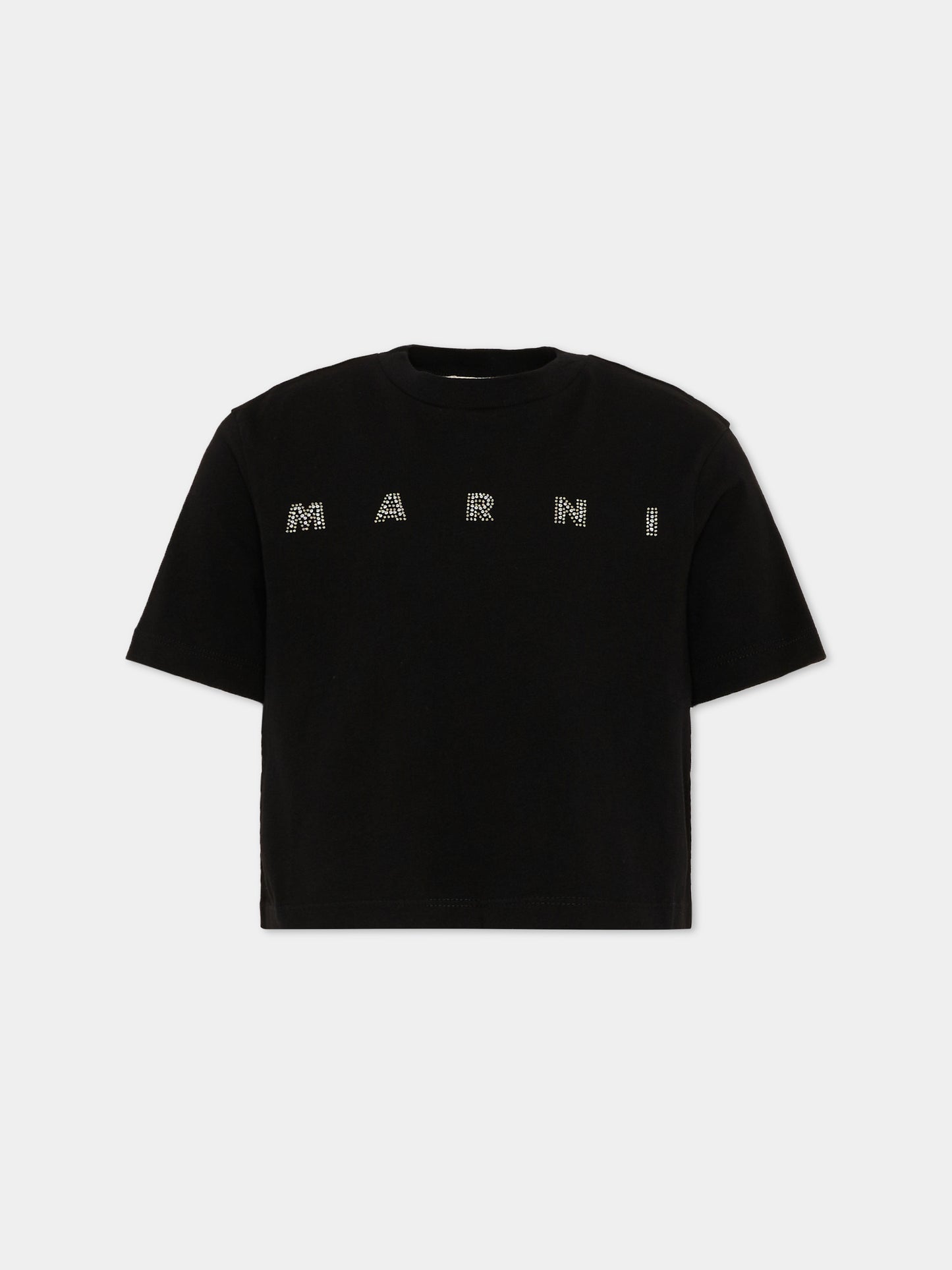 T-Shirt nera per bambina con logo,Marni Kids,M01968 M00SG 0M900