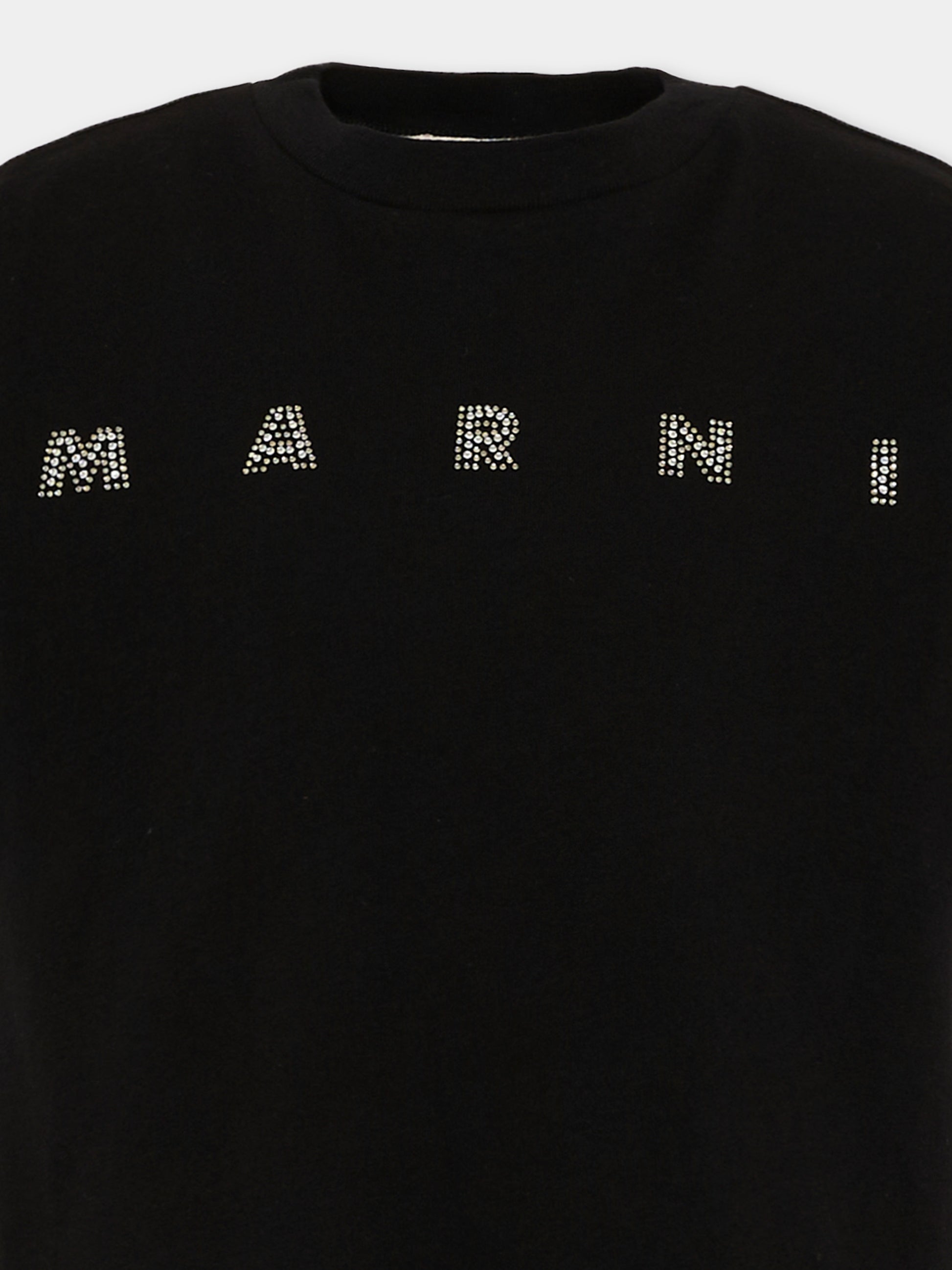 T-Shirt nera per bambina con logo,Marni Kids,M01968 M00SG 0M900