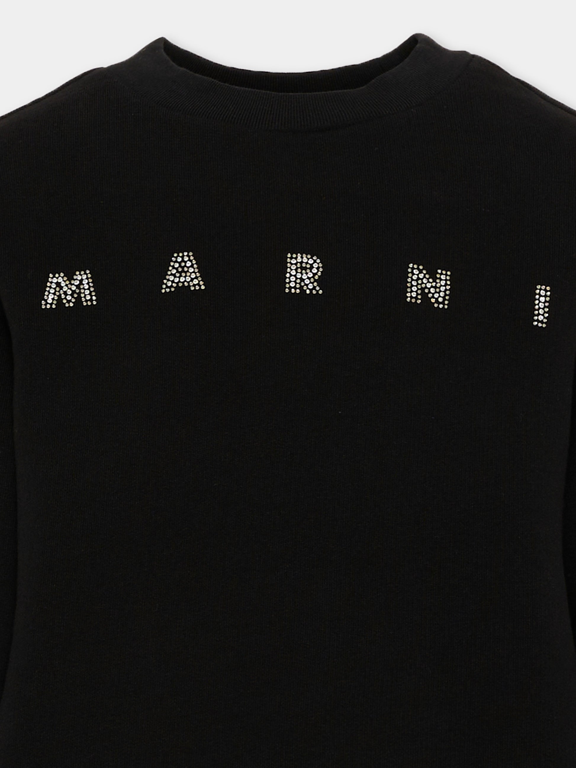 Felpa nera per bambina con logo,Marni Kids,M02016 M00SH 0M900