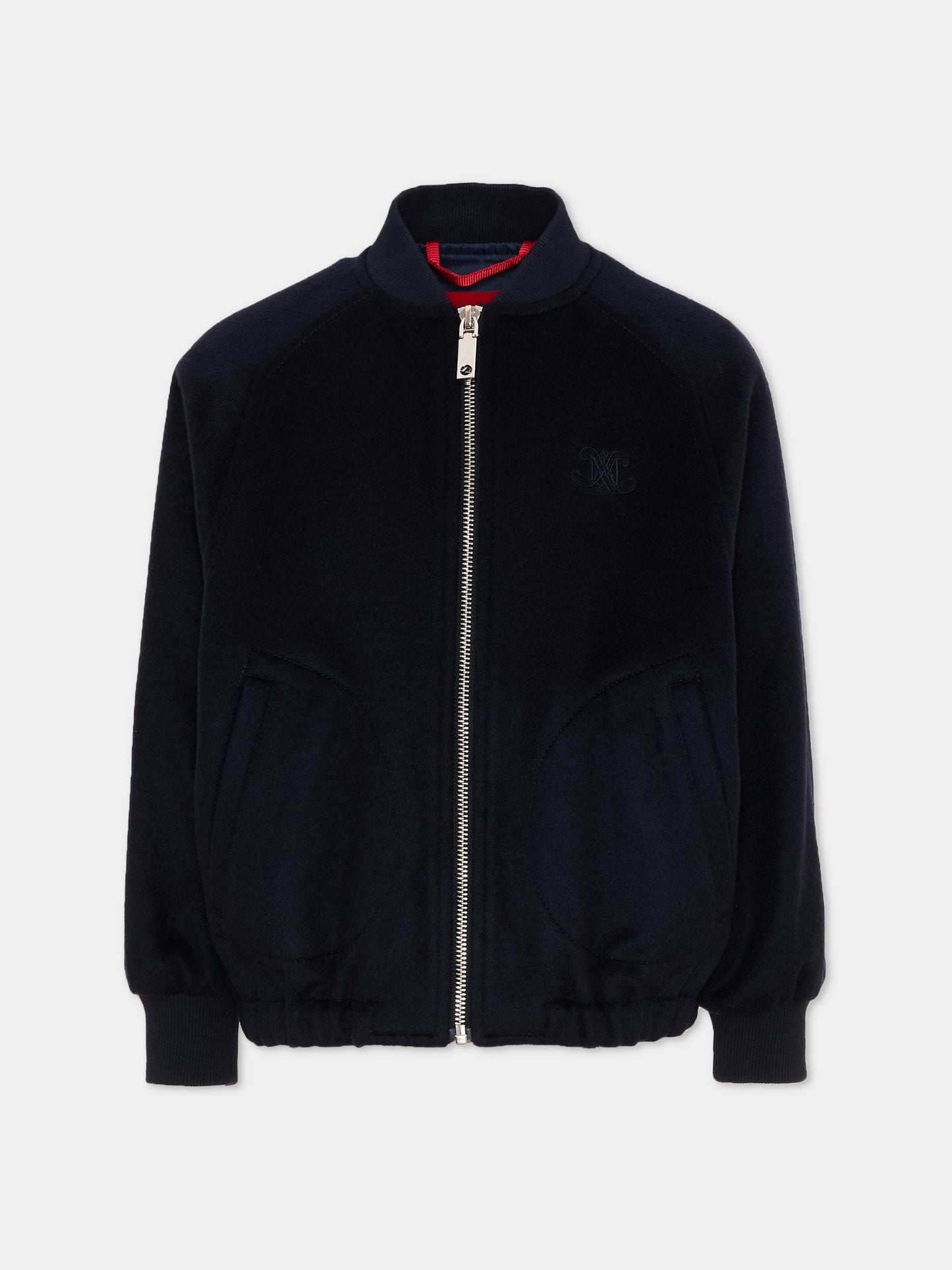 Bomber blu per bambina con zip,Max&co,MX0368 MX079 MX854