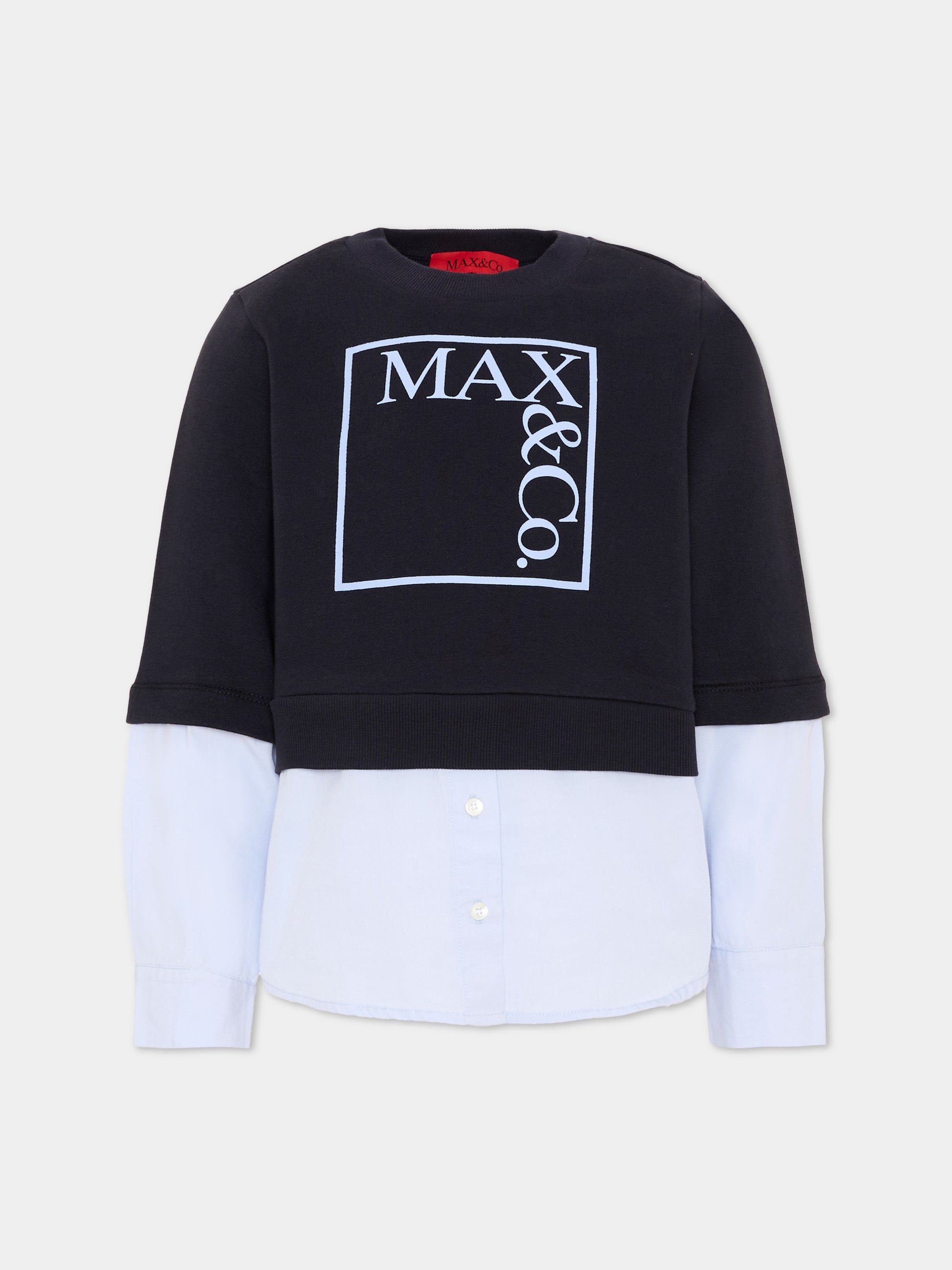 Felpa blu per bambina con logo,Max&co,MX0409 MX00Q MX854