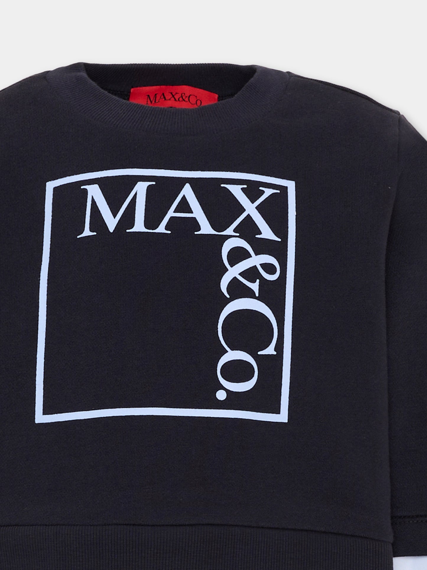 Felpa blu per bambina con logo,Max&co,MX0409 MX00Q MX854