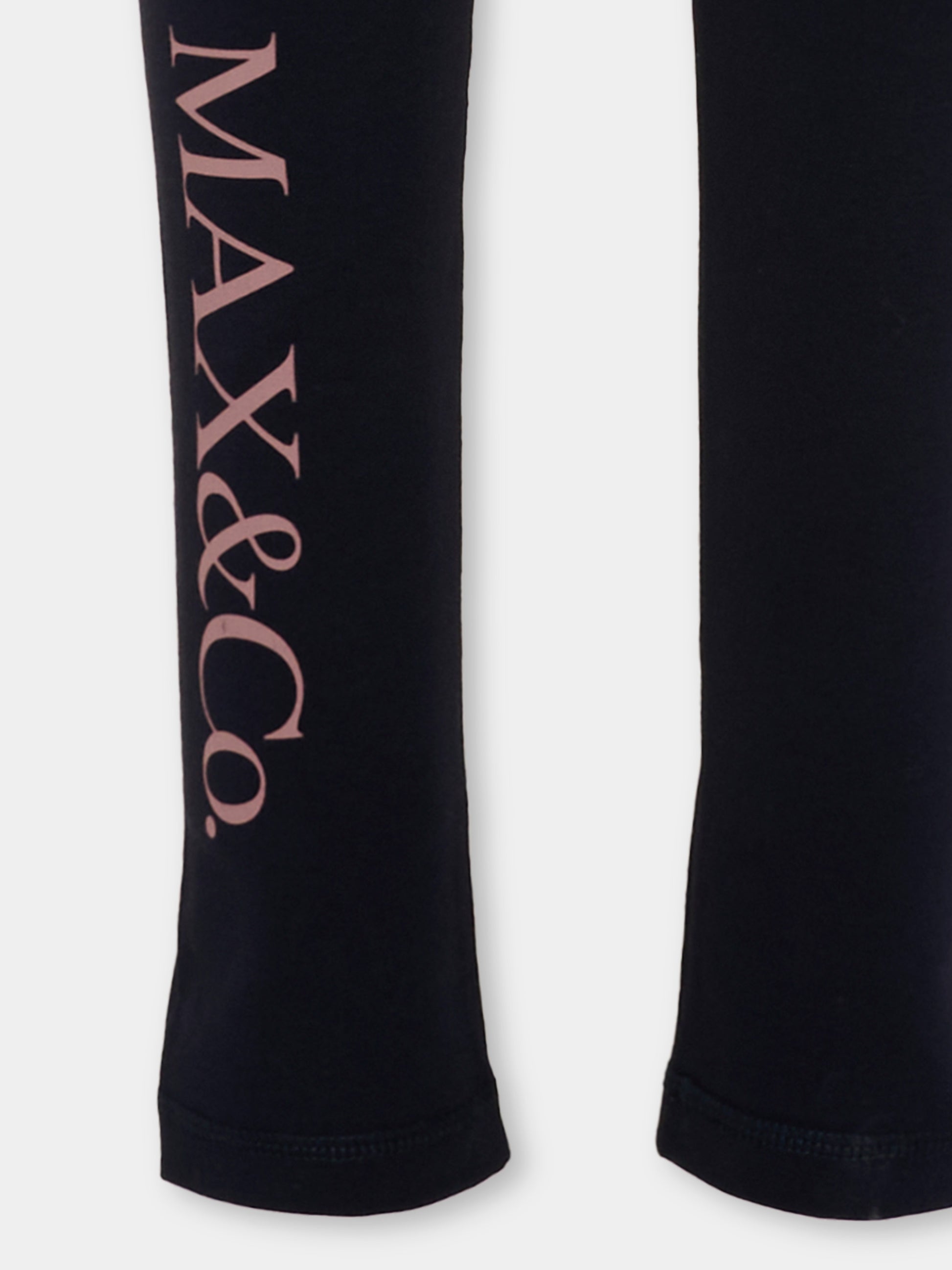 Leggings blu per bambina con logo,Max&co,MX0411 MX02K MX854