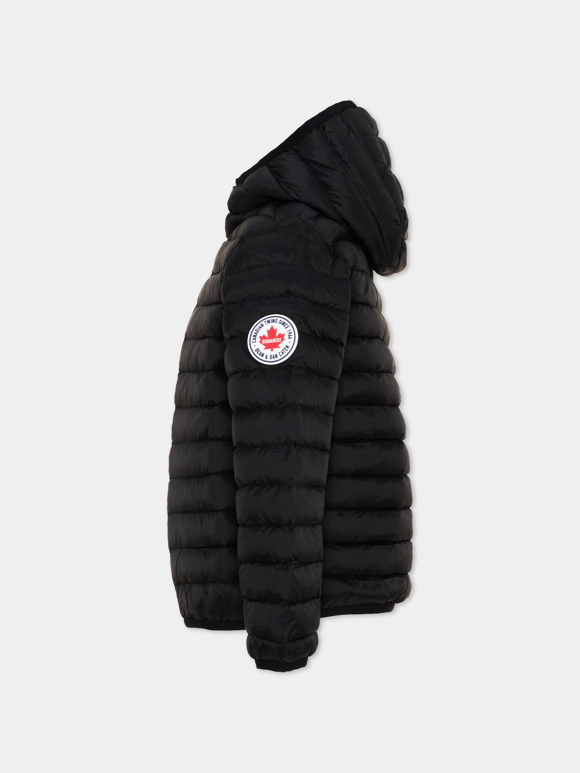 Piumino nero per bambini con logo,Dsquared2,DQ3232 D0ABC DQ900
