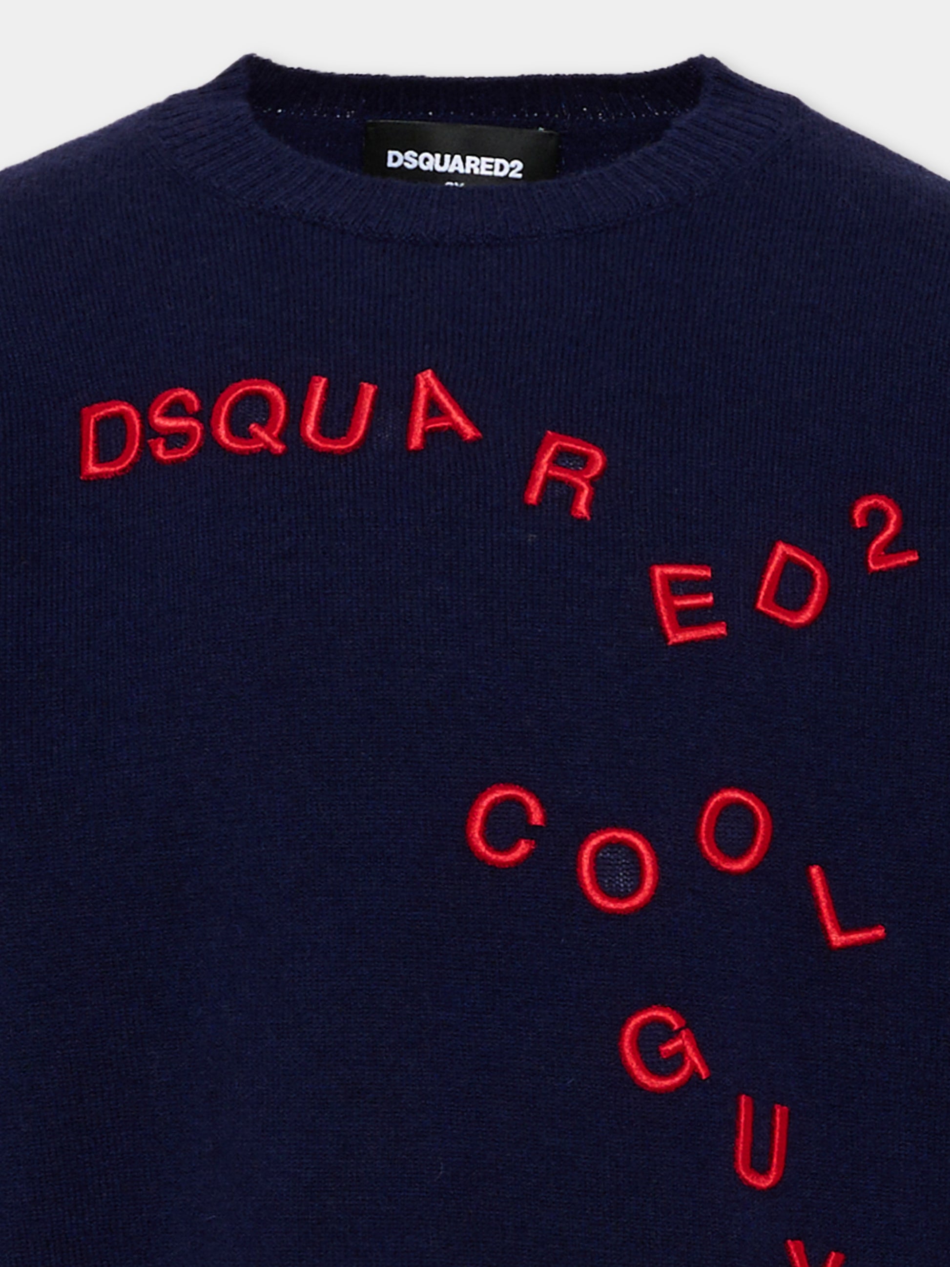 Maglione blu per bambino con logo,Dsquared2,DQ3401 D0AFF DQ864