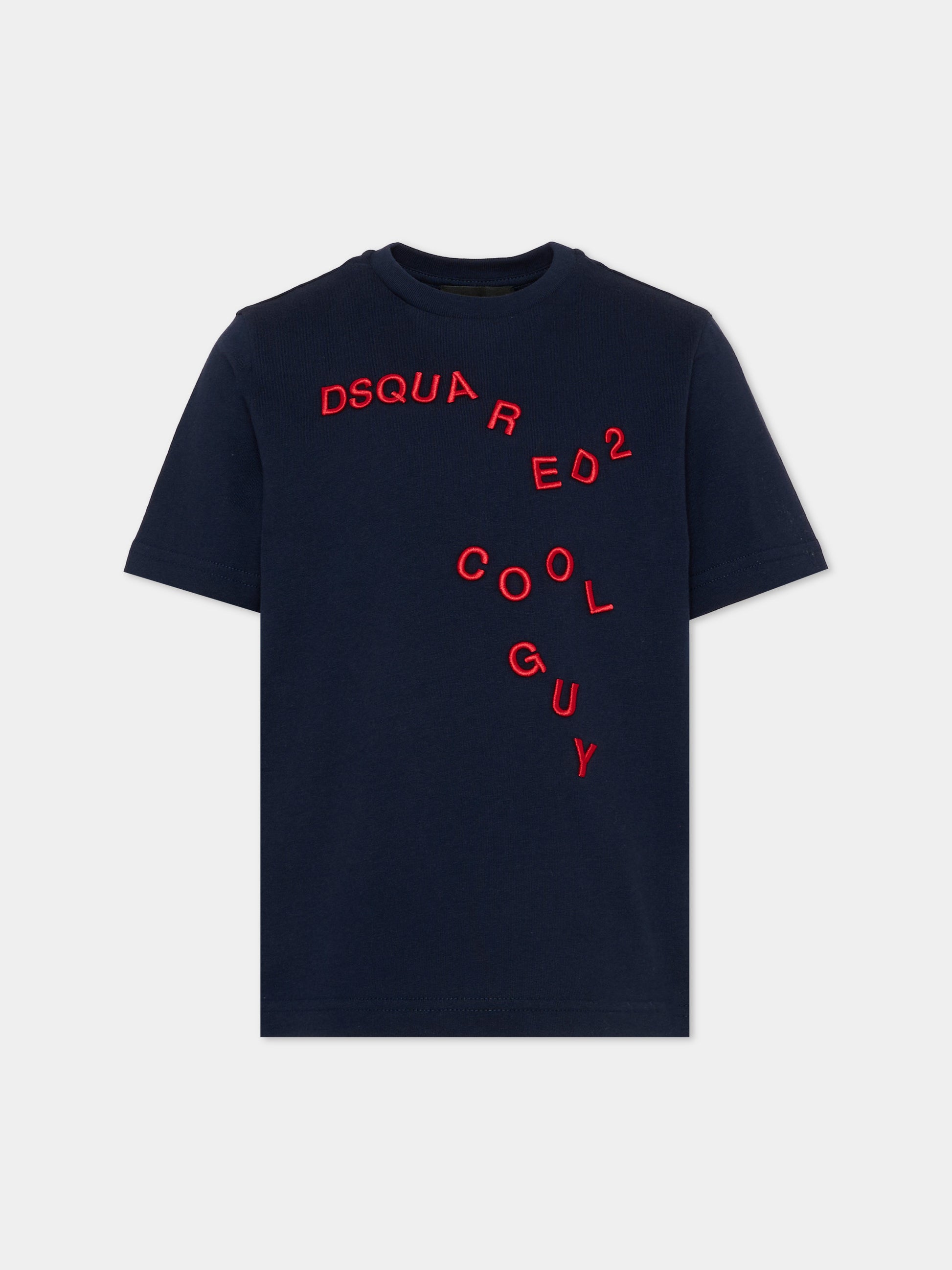 T-Shirt blu per bambino con logo,Dsquared2,DQ3402 D0AJ5 DQ864