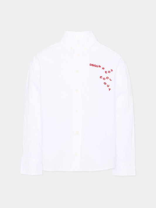 Camicia bianca per bambino con logo,Dsquared2,DQ3403 D0AJ0 DQ100