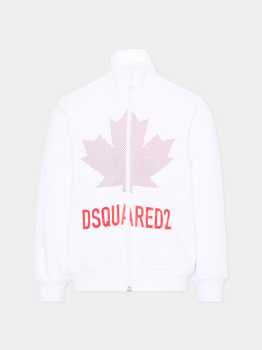 Felpa bianca per bambino con logo,Dsquared2,DQ3432 D0AJ6 DQ100
