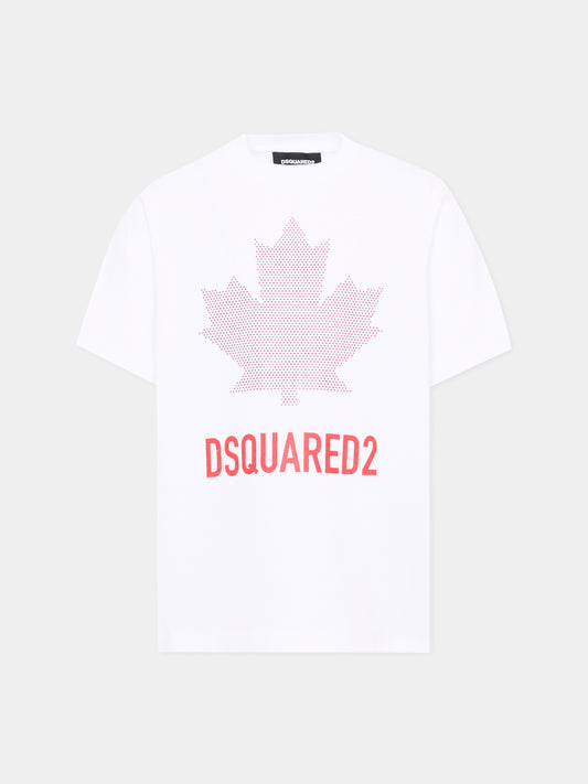 T-shirt bianca per bambino con logo,Dsquared2,DQ3434 D0AJ5 DQ100