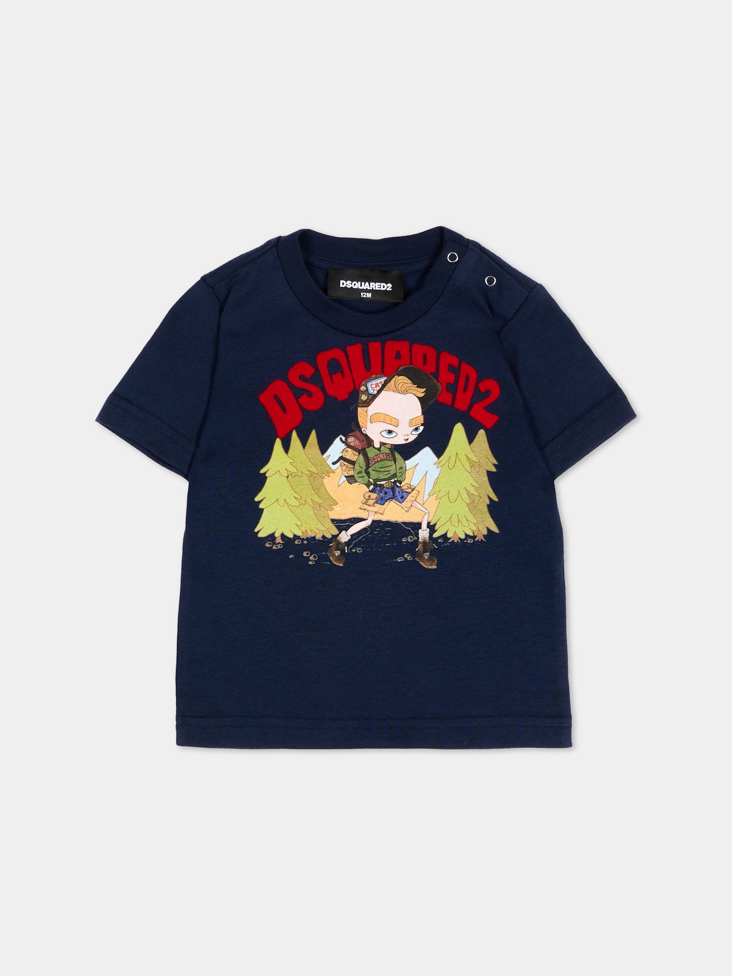 T-Shirt blu Dsquared2 per neonati con logo,Dsquared2,DQ3485 D0AJ1 DQ864