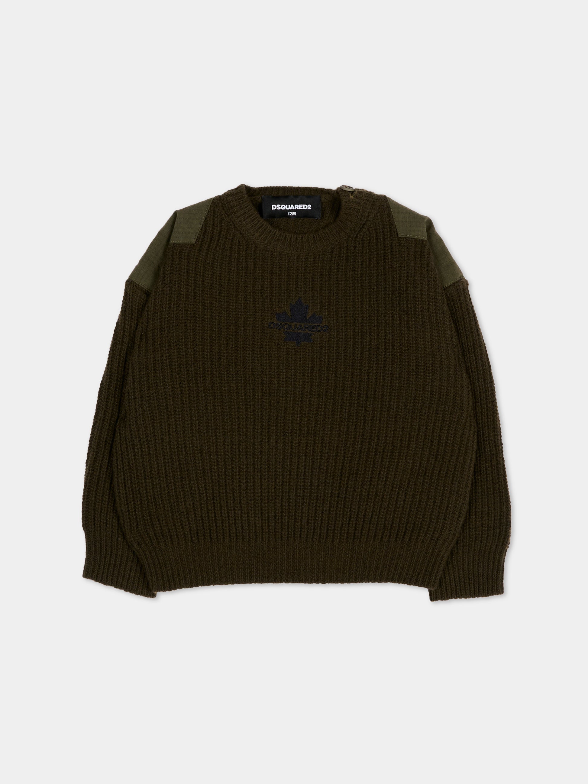 Maglione verde per neonato con logo,Dsquared2,DQ3493 D0AJD DQ558