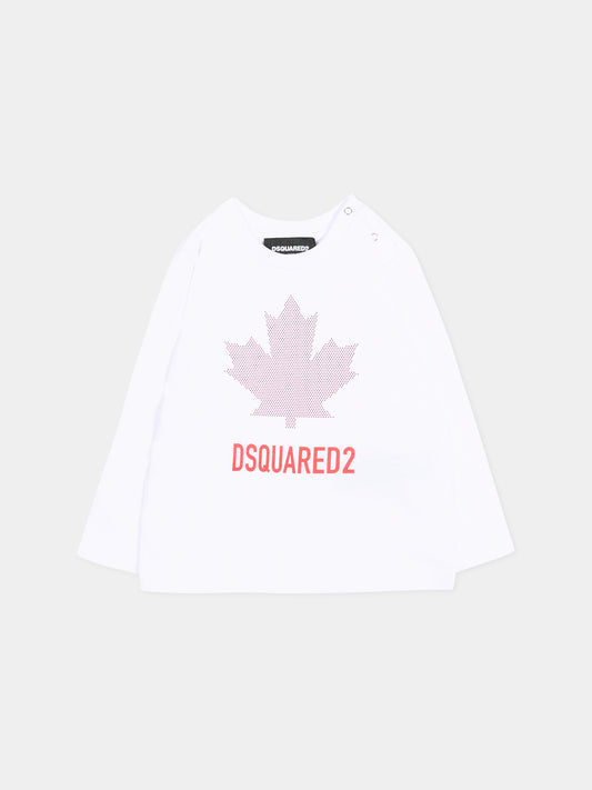 T-Shirt bianca per neonati con logo,Dsquared2,DQ3502 D0AJ5 DQ100