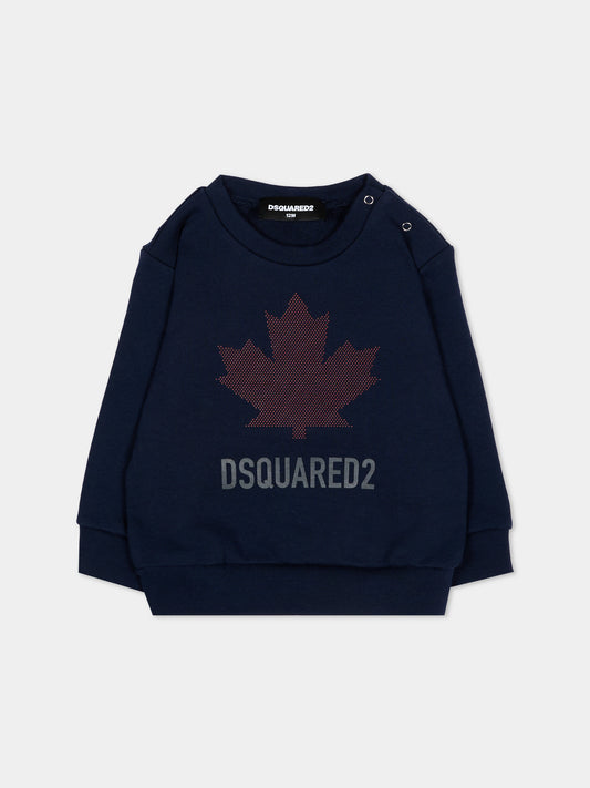 Felpa blu per neonati con logo,Dsquared2,DQ3503 D0AJ6 DQ864