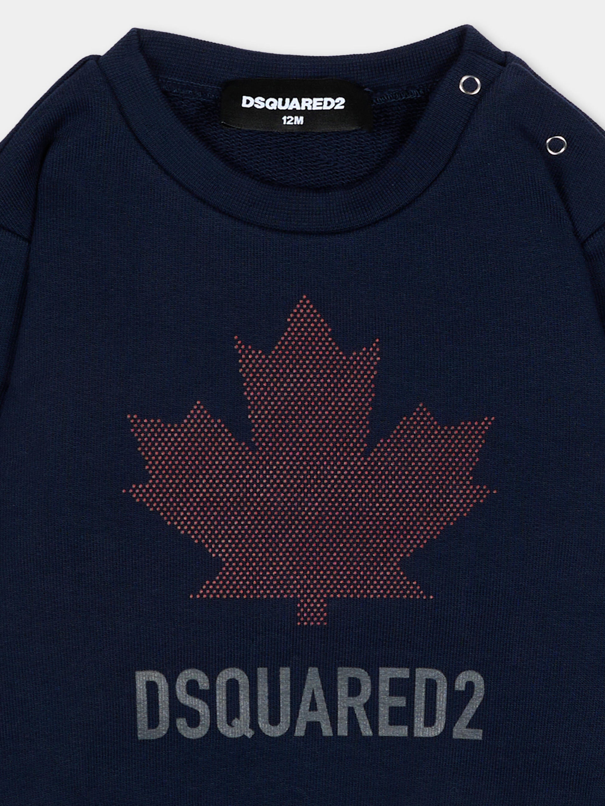 Felpa blu per neonati con logo,Dsquared2,DQ3503 D0AJ6 DQ864