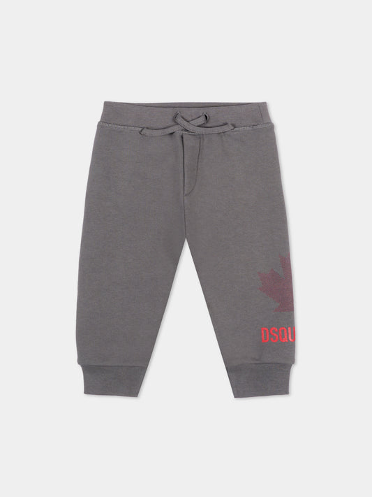 Pantaloni sportivi grigi per neonati con logo,Dsquared2,DQ3505 D0AJ6 DQ913