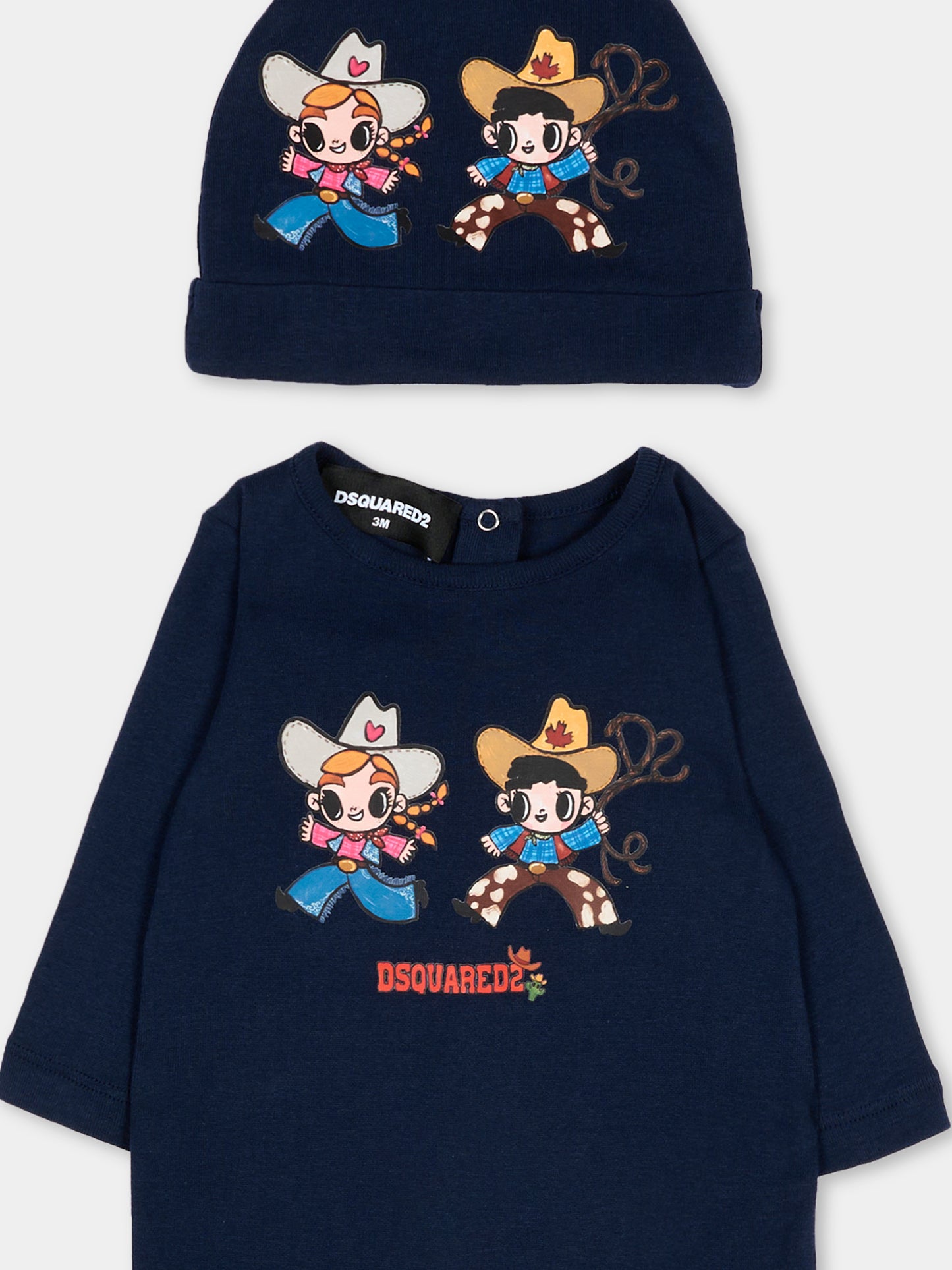 Set tutina blu per neonati con cowboy,Dsquared2,DQ3515 D0A8U DQ864