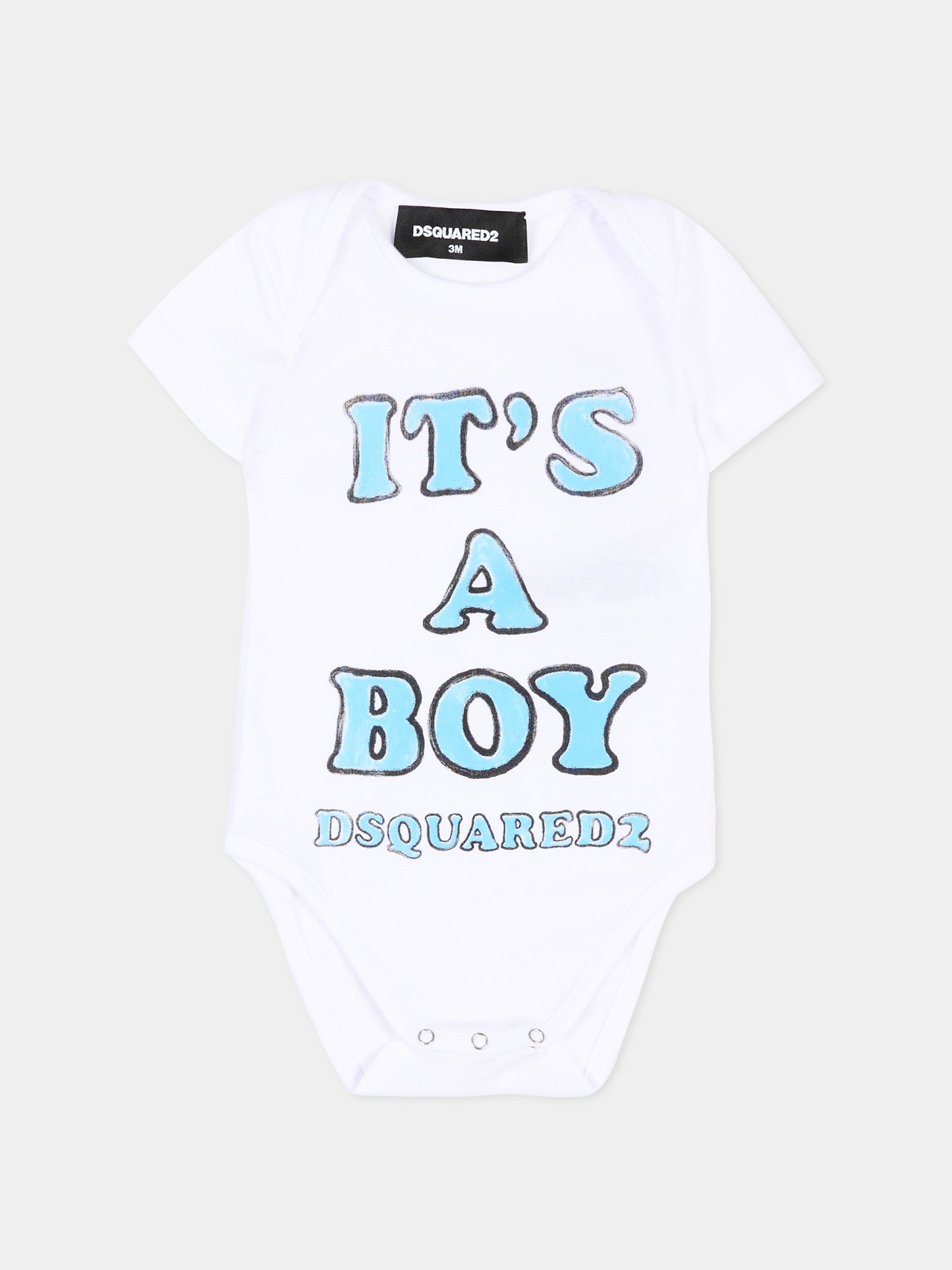 Body bianco per neonato con logo,Dsquared2,DQ3548 D0A8U DQ100