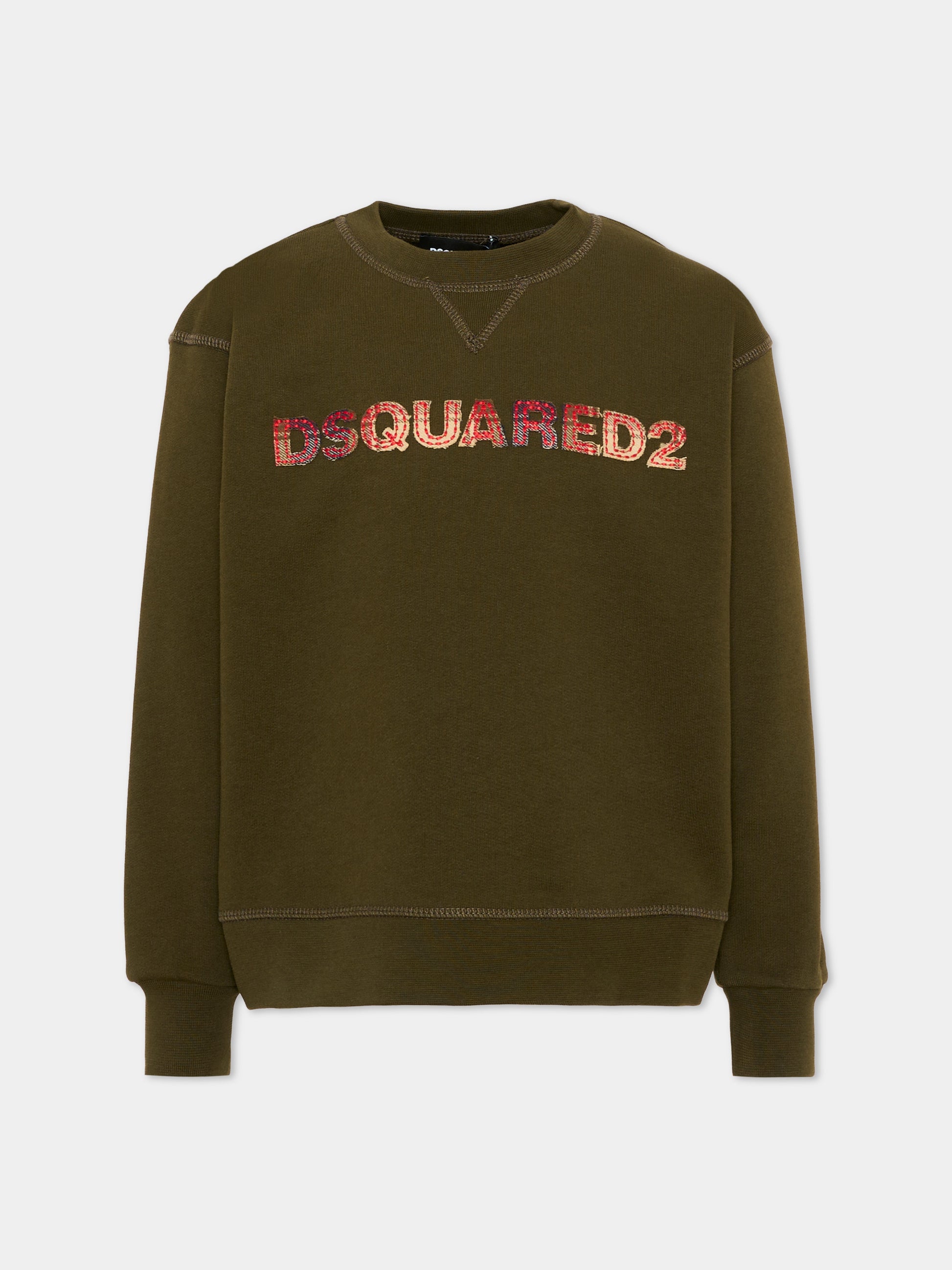Felpa verde per bambini con logo,Dsquared2,DQ3561 D0AJ2 DQ558