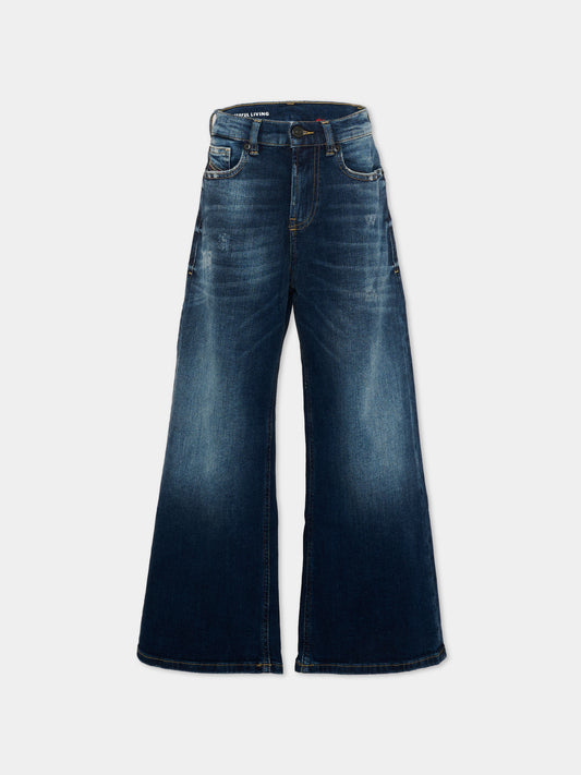 Jeans denim per bambina con patch logo,Diesel,J02322 KXBUL K01