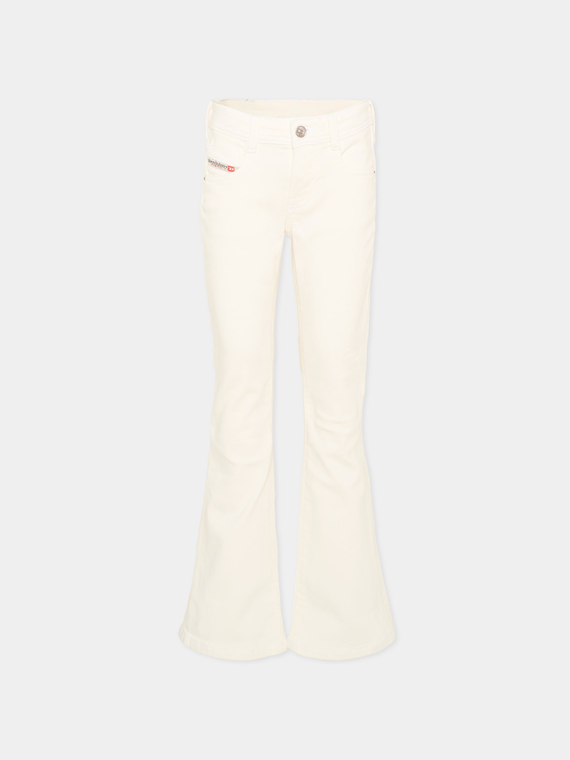 Jeans avorio per bambina con logo,Diesel,J02341 KXBR6 K141