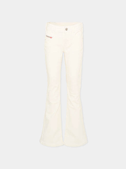 Jeans avorio per bambina con logo,Diesel,J02341 KXBR6 K141