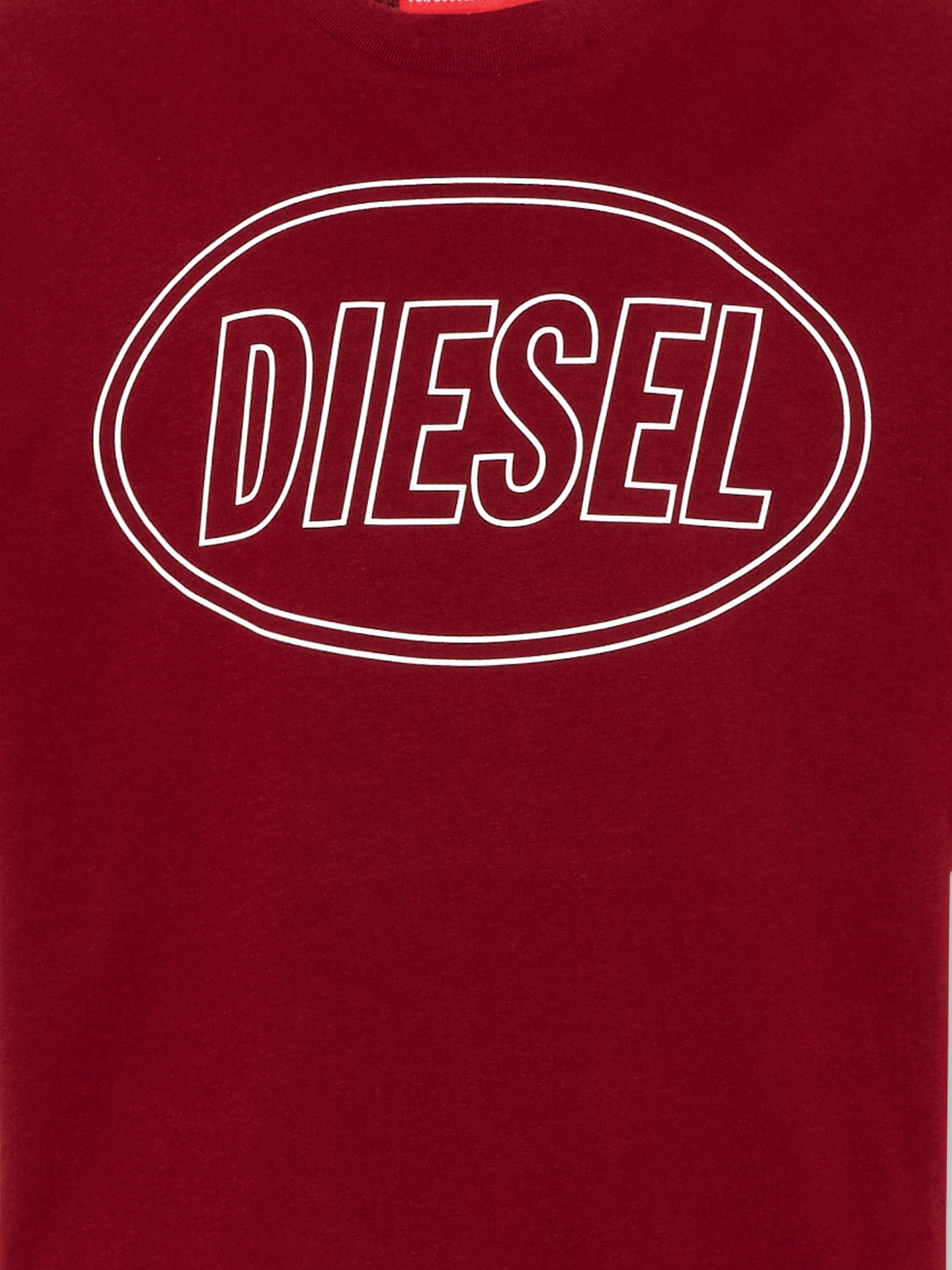 T-Shirt bordeaux per bambini con logo,Diesel,J02582 0GRAI K440